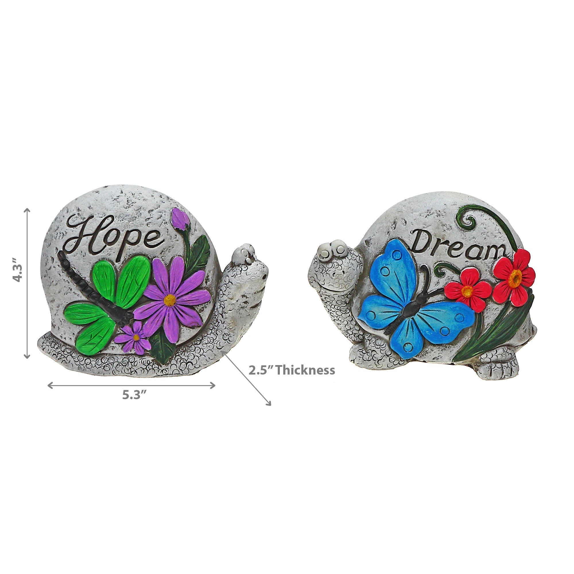 Garden Stone Crawlers Snail & Turtle Assorted Set Of 2, Outdoor Garden Decor, Lawn Accent