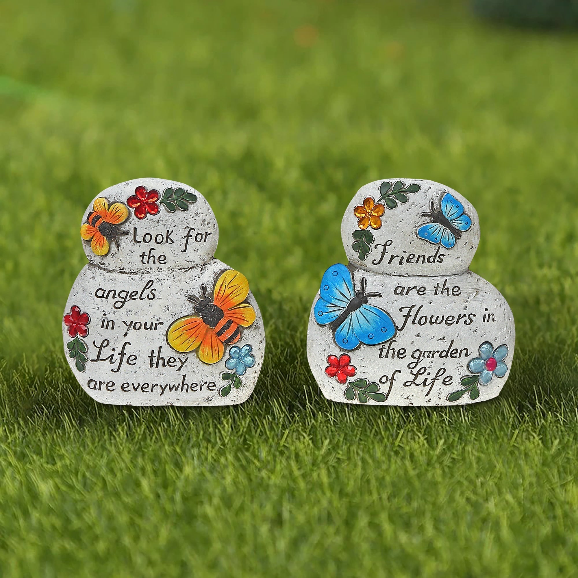 Garden Stacking Stones Inspirational Assorted Set Of 2, Outdoor Decor, Zen Garden Accent