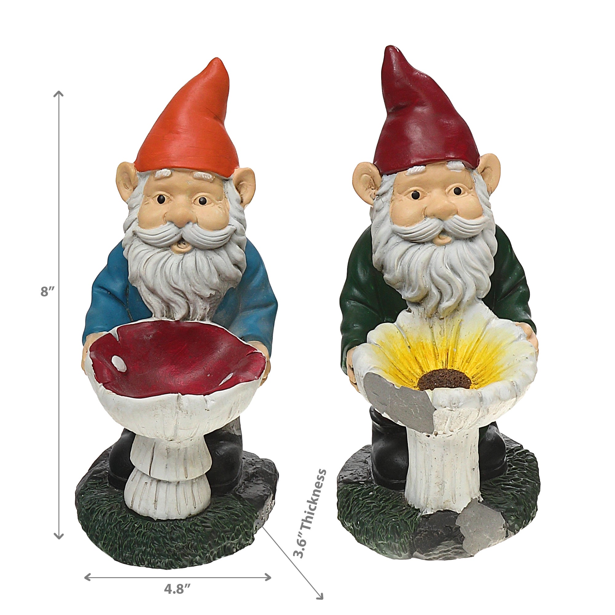 Resin Gnome Garden Figurine Assorted Set Of 2, Outdoor Decor, Garden Accent