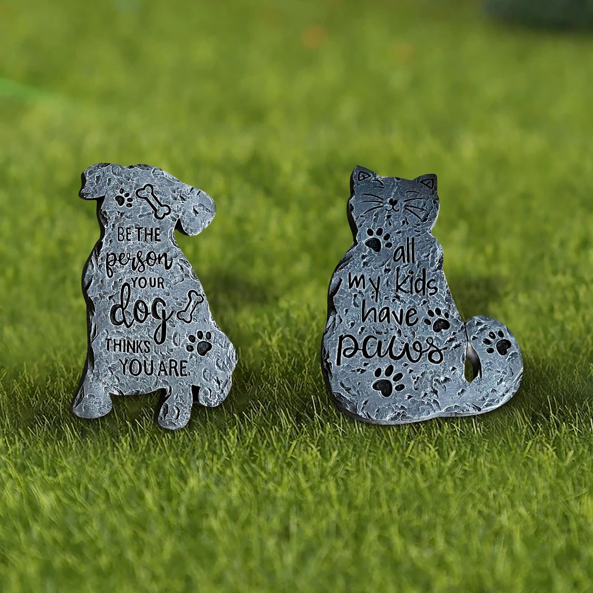 Garden Pet Figurine Decor Assorted Set Of 2, Outdoor Garden Decor, Lawn Accent