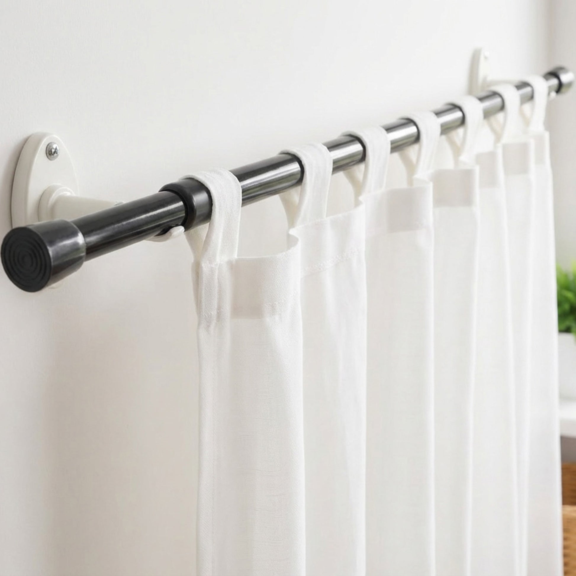 1/2" Black Spring Tension Rod, Adjustable 18 to 28 Inches - Set of 2