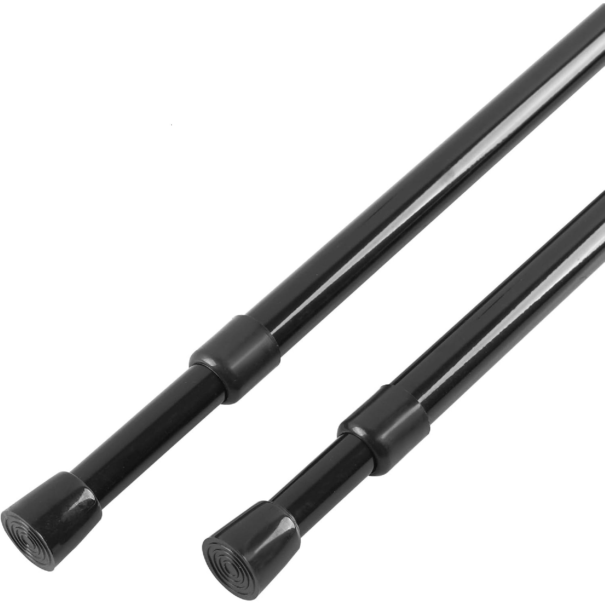 1/2" Black Spring Tension Rod, Adjustable 18 to 28 Inches - Set of 2