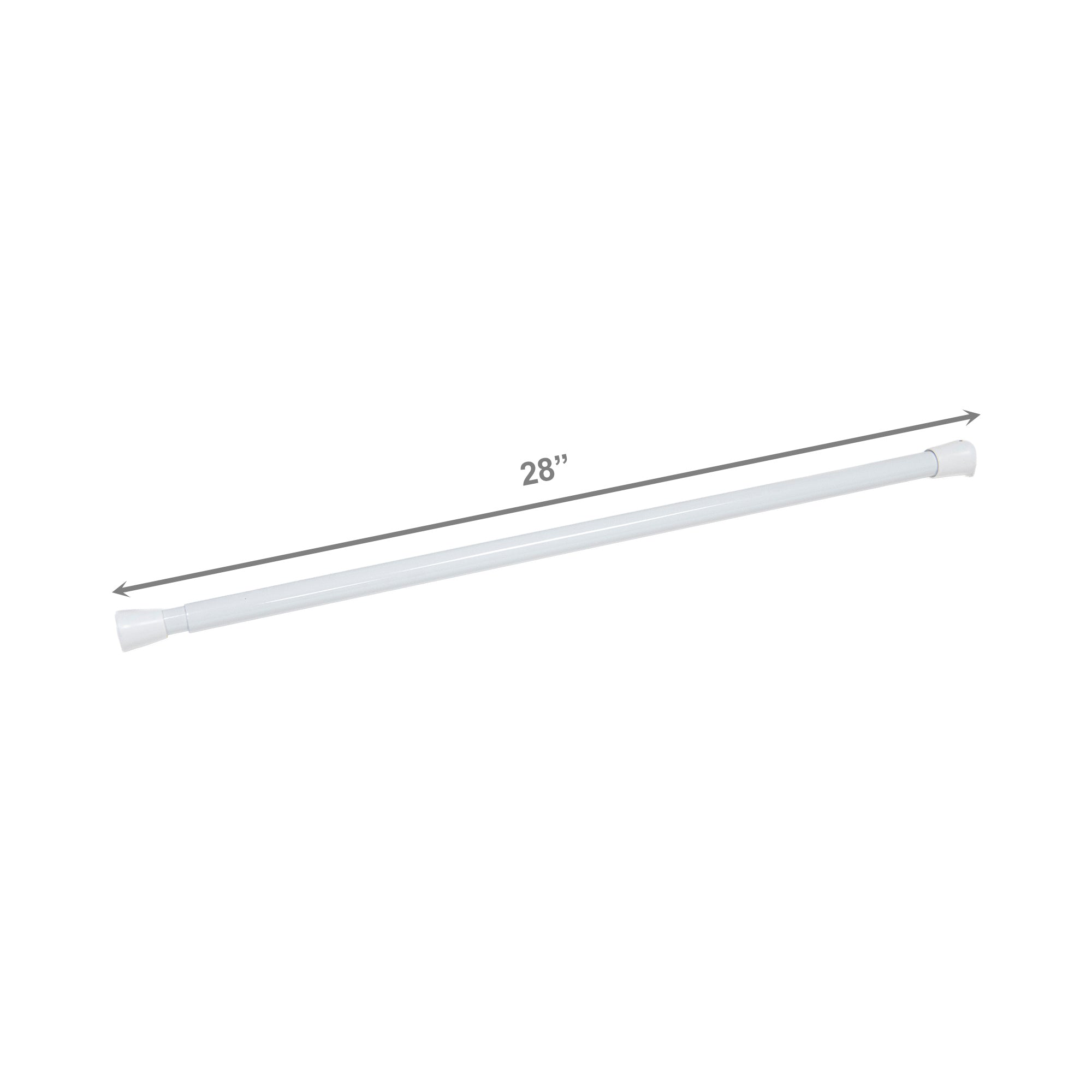 1/2" White Spring Tension Rod, Adjustable 18 to 28 Inches - Set of 2