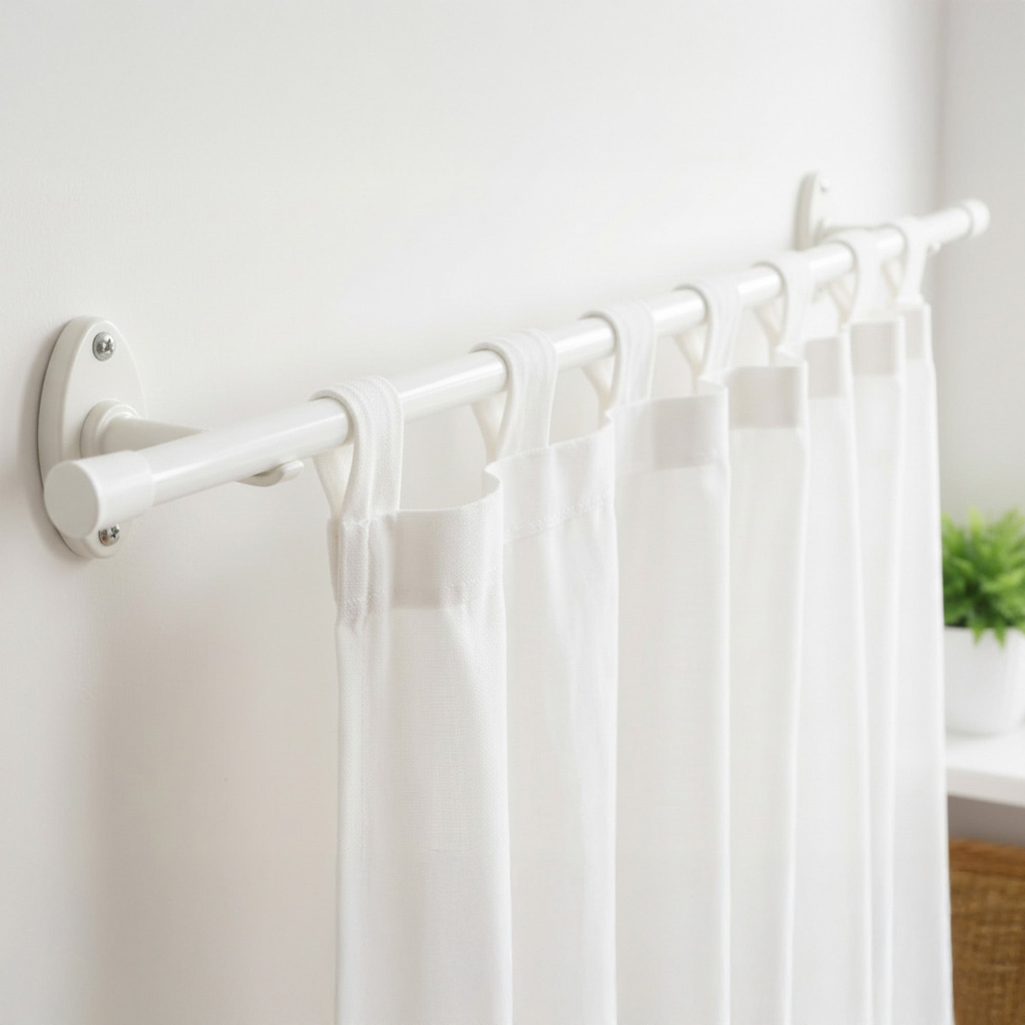 1/2" White Spring Tension Rod, Adjustable 18 to 28 Inches - Set of 2