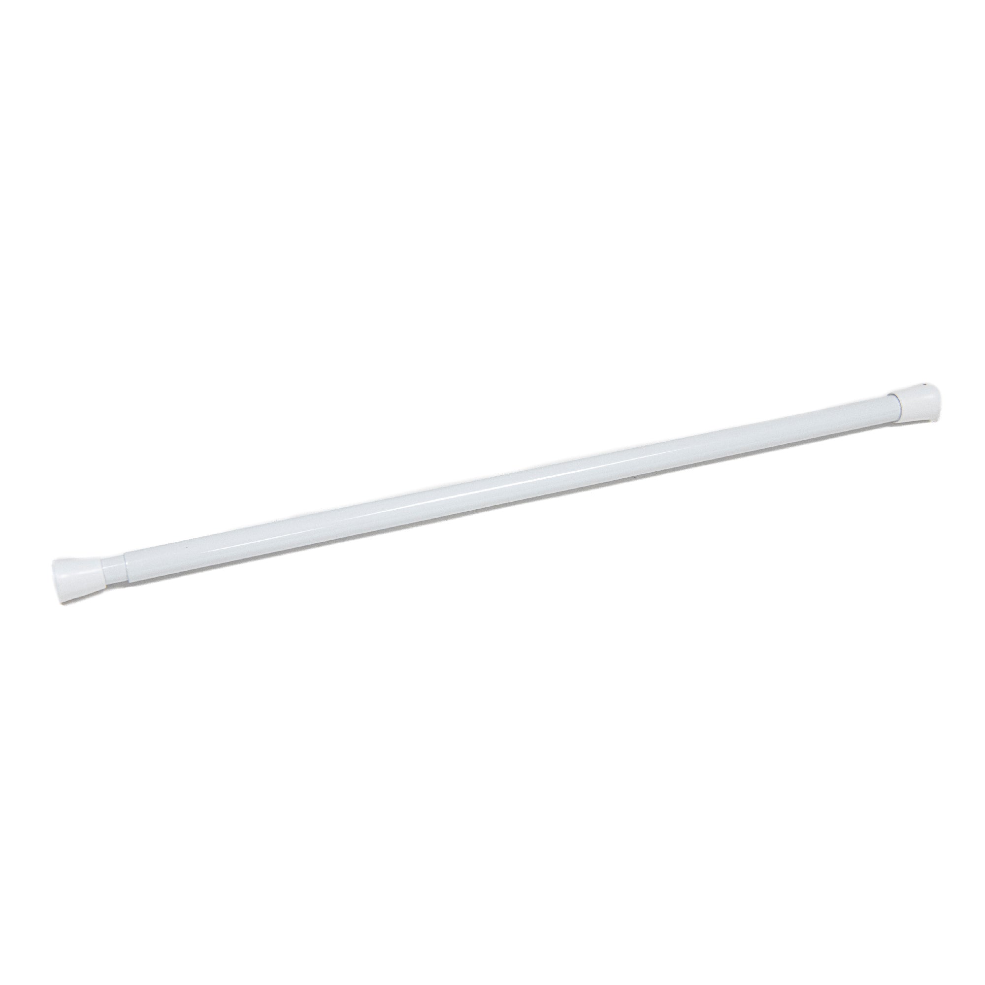 1/2" White Spring Tension Rod, Adjustable 18 to 28 Inches - Set of 2