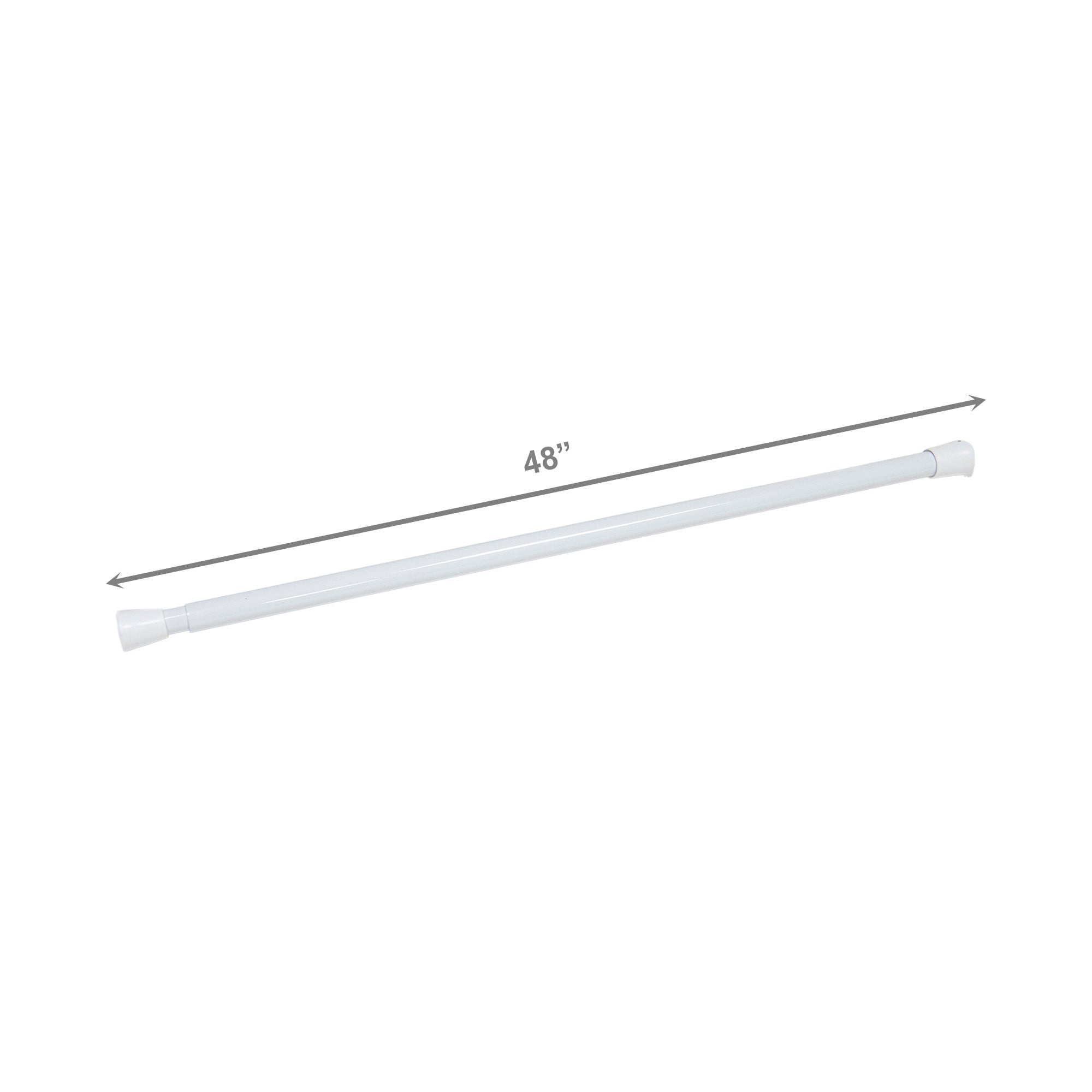 1/2" White Spring Tension Rod, Adjustable 28 to 48 Inches - Set of 2