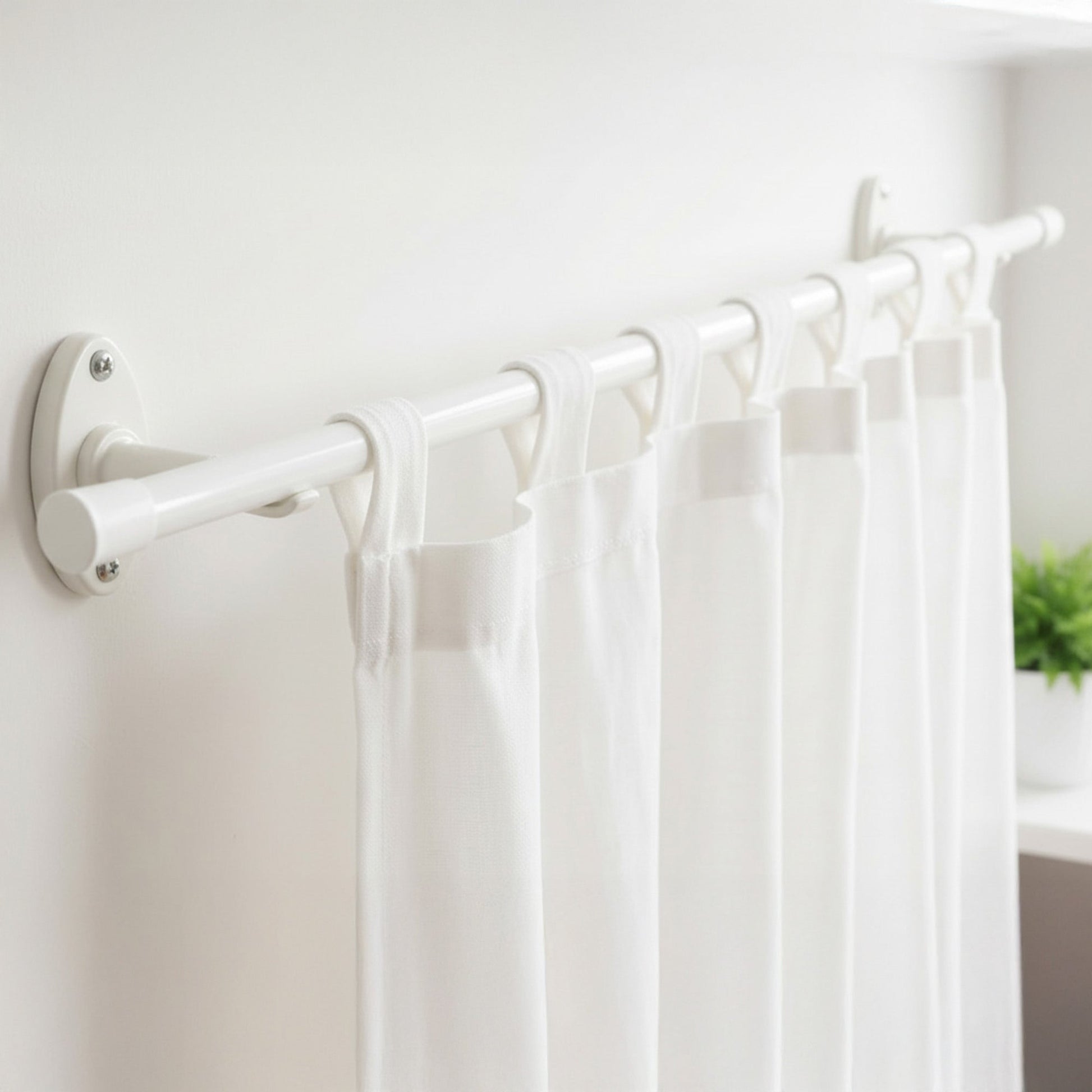1/2" White Spring Tension Rod, Adjustable 28 to 48 Inches - Set of 2