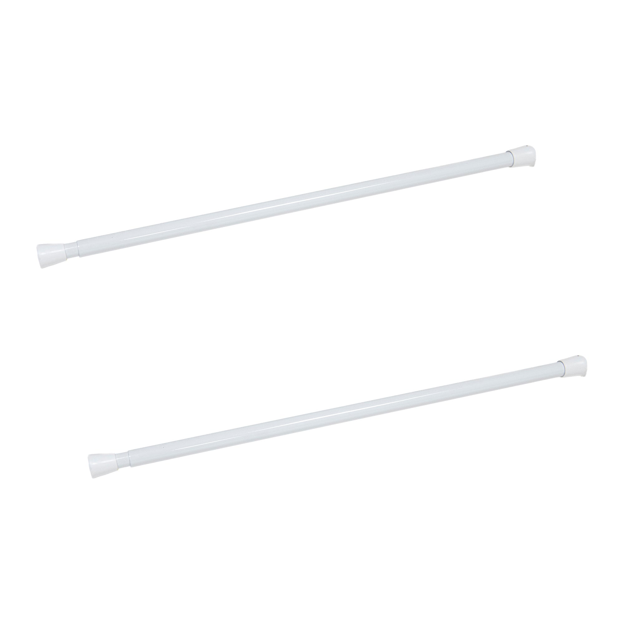 1/2" White Spring Tension Rod, Adjustable 28 to 48 Inches - Set of 2