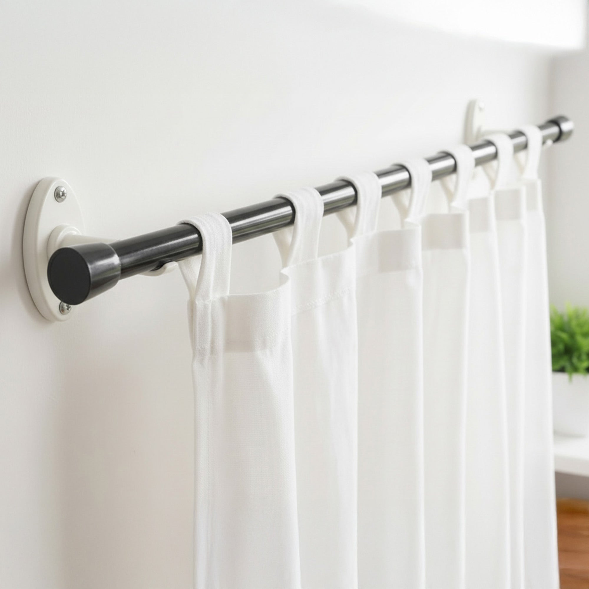 7/16" Black Spring Tension Rod, Adjustable 18 to 28 Inches - Set of 2