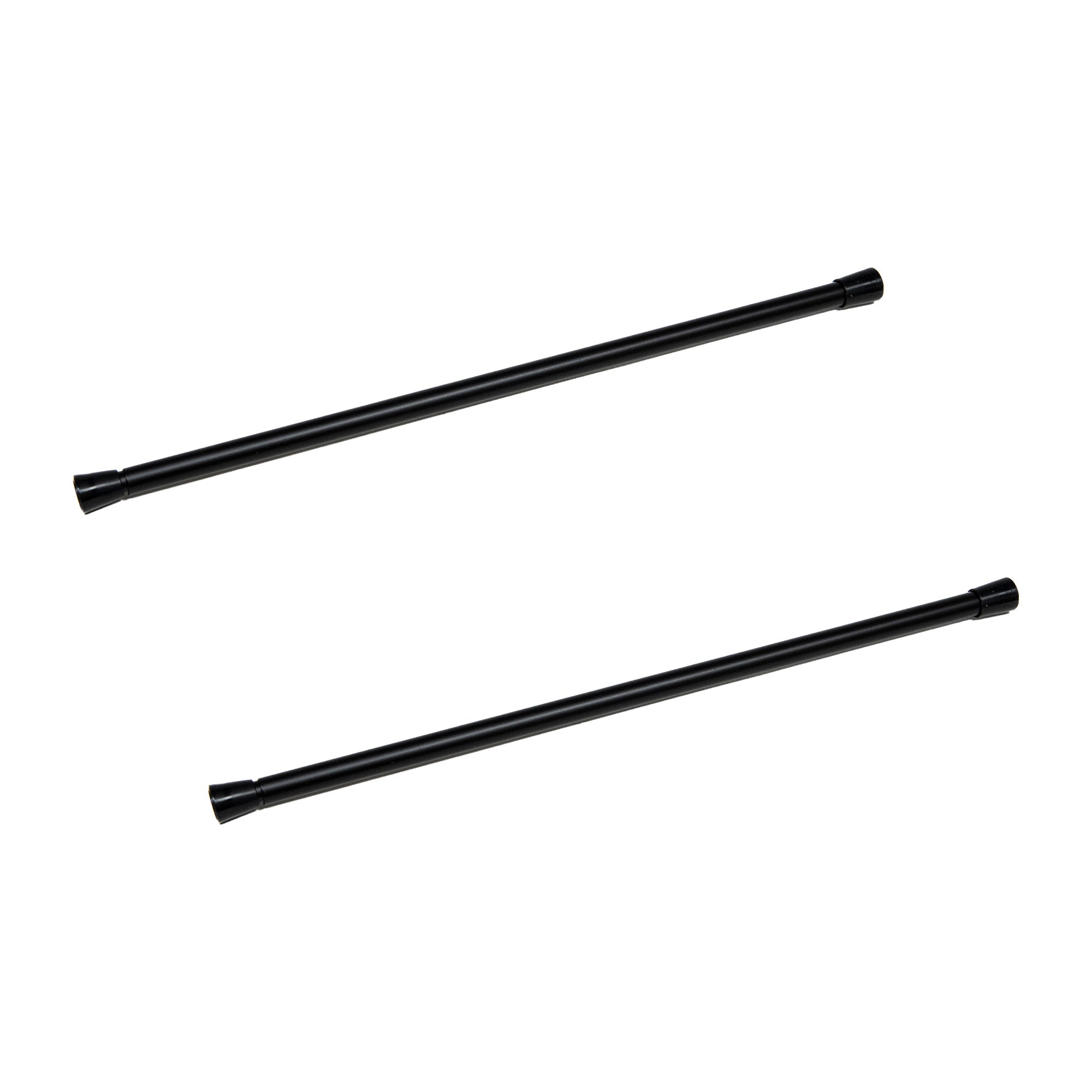 7/16" Black Spring Tension Rod, Adjustable 18 to 28 Inches - Set of 2