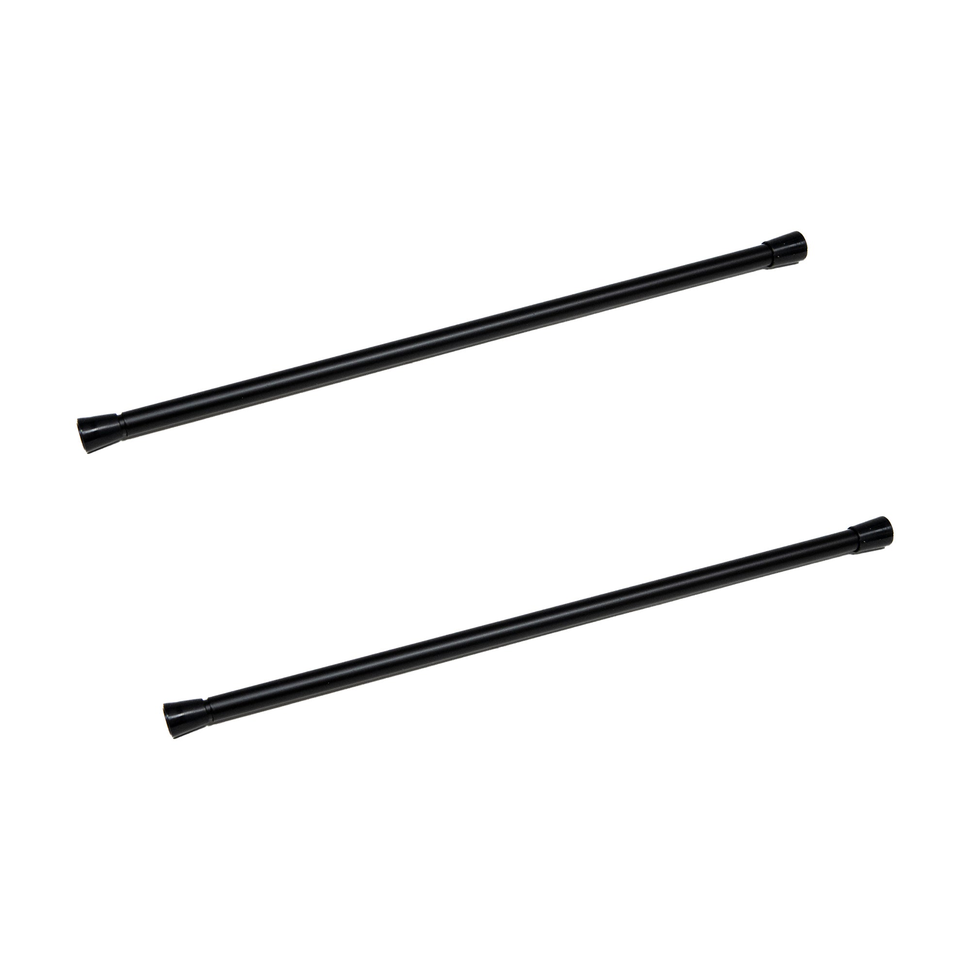 7/16" Black Spring Tension Rod, Adjustable 28 to 48 Inches - Set of 2
