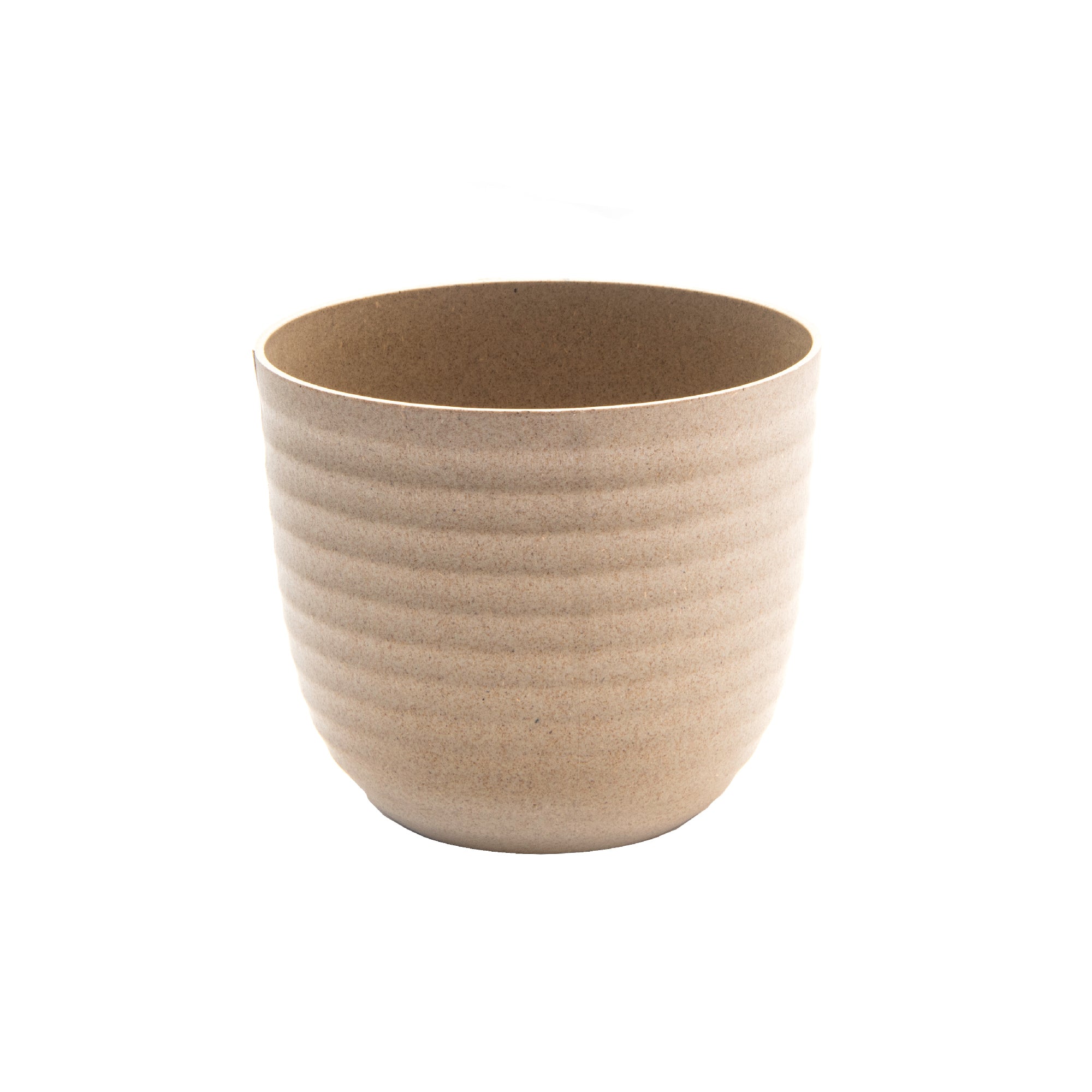 8.6" Eco-Friendly Beige Matera Round Planter - Set of 2
