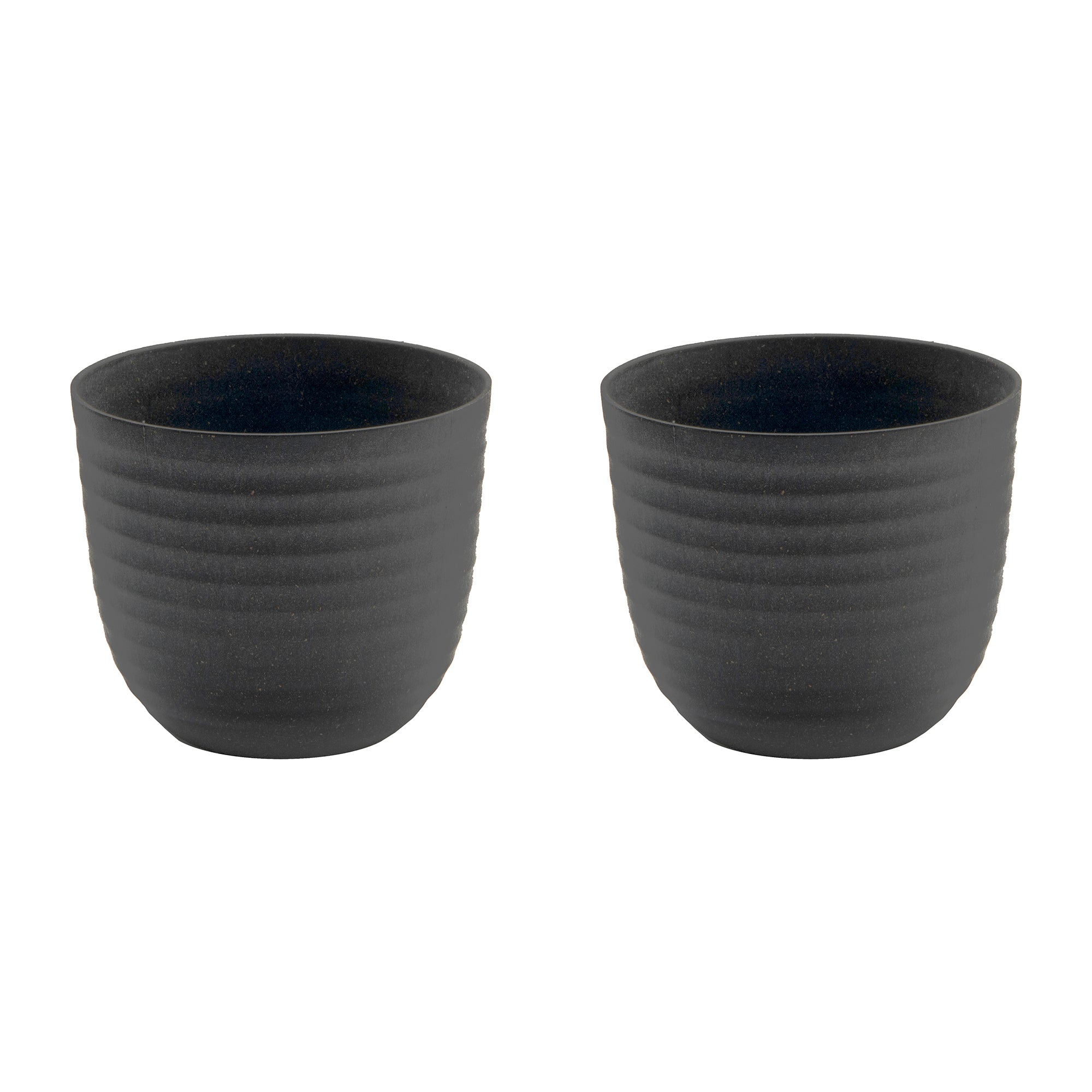 8.6" Eco-Friendly Charcoal Matera Round Planter - Set of 2