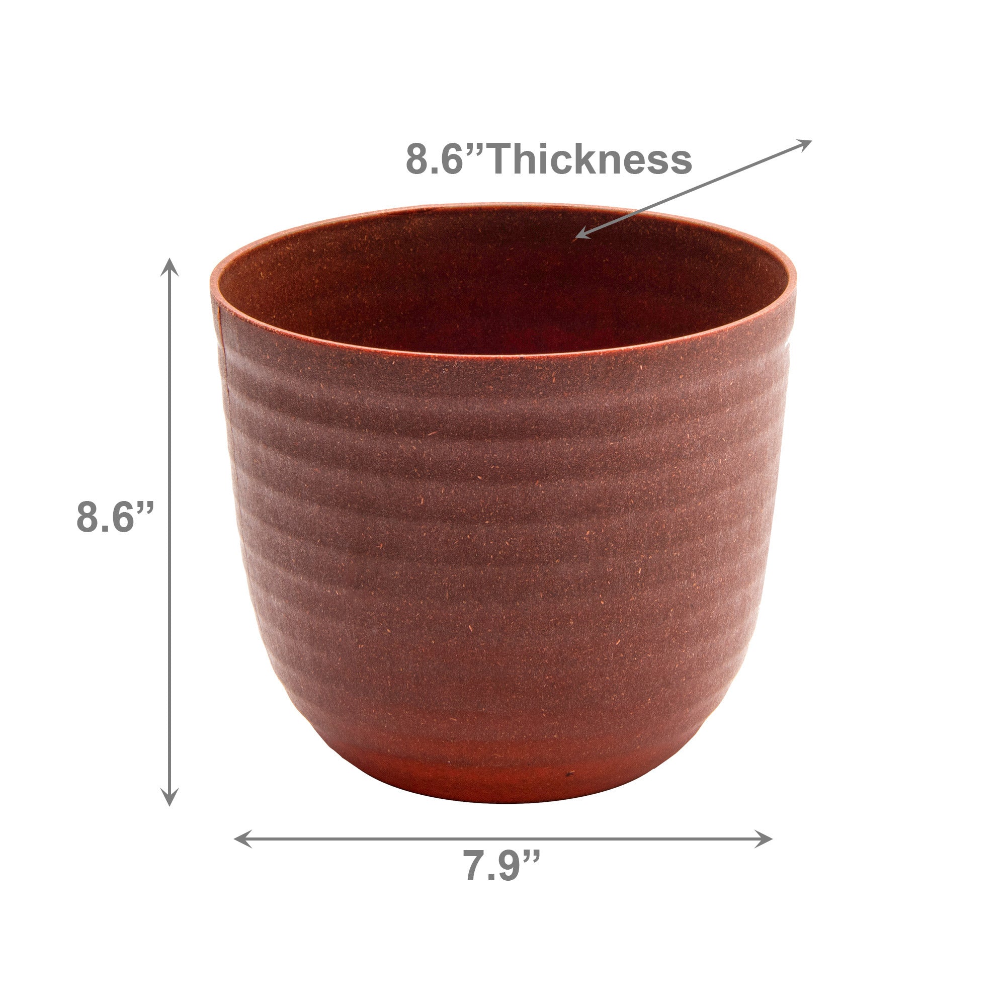 8.6" Eco-Friendly Cayenne Matera Round Planter - Set of 2
