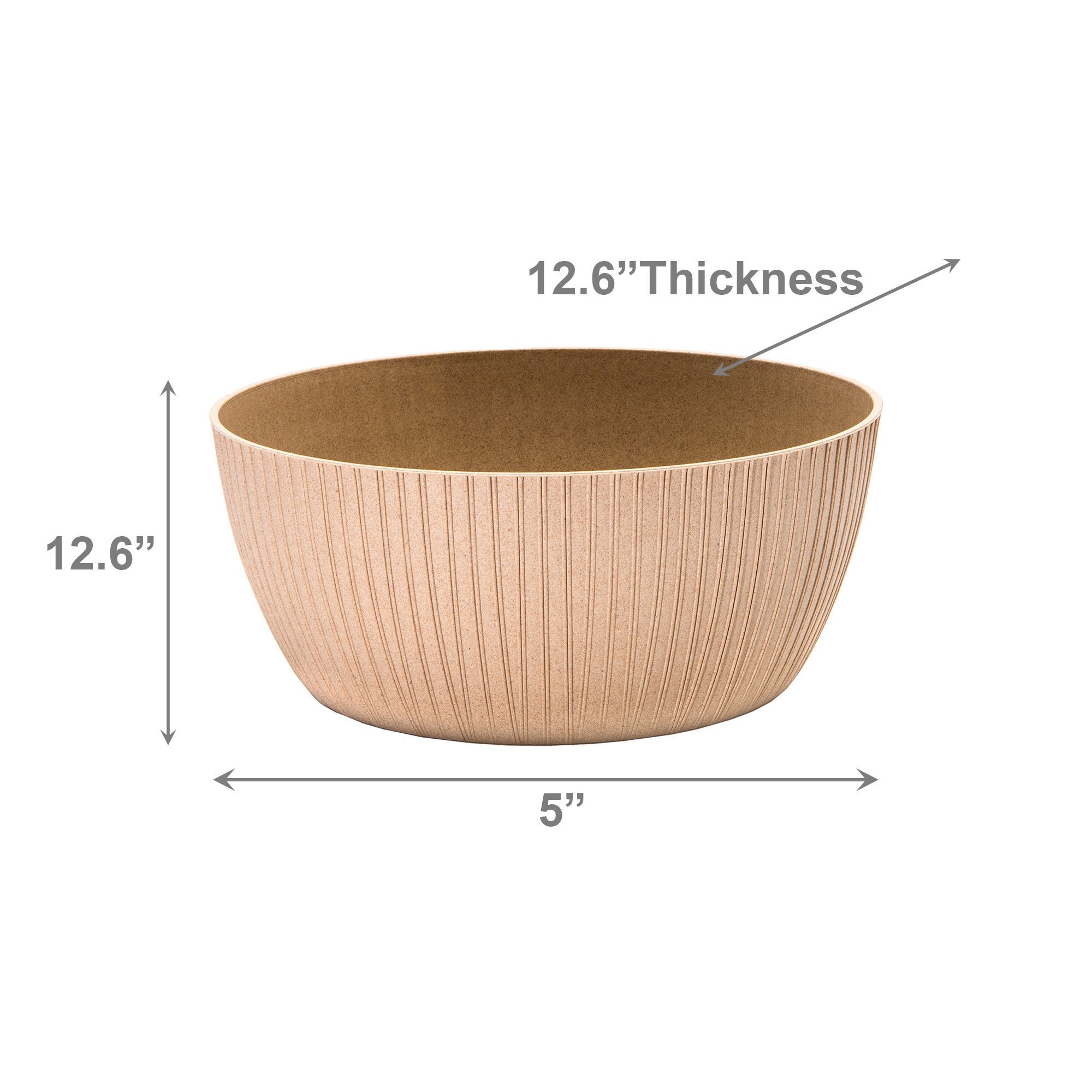 12.6" Eco-Friendly Beige Lucca Round Planter - Set of 2