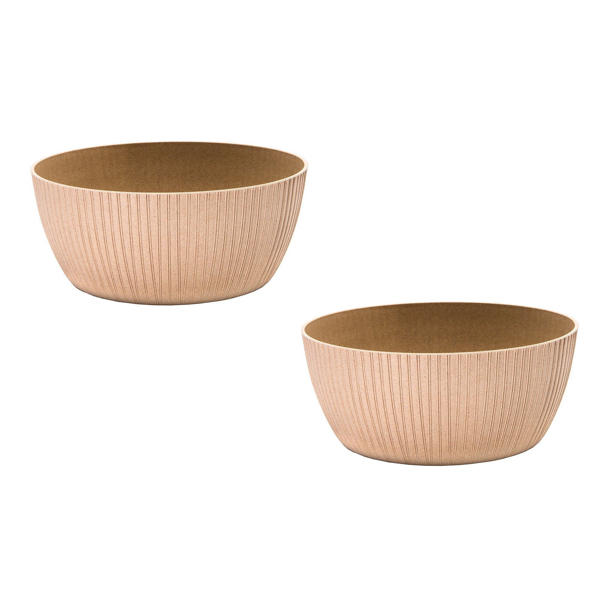 12.6" Eco-Friendly Beige Lucca Round Planter - Set of 2
