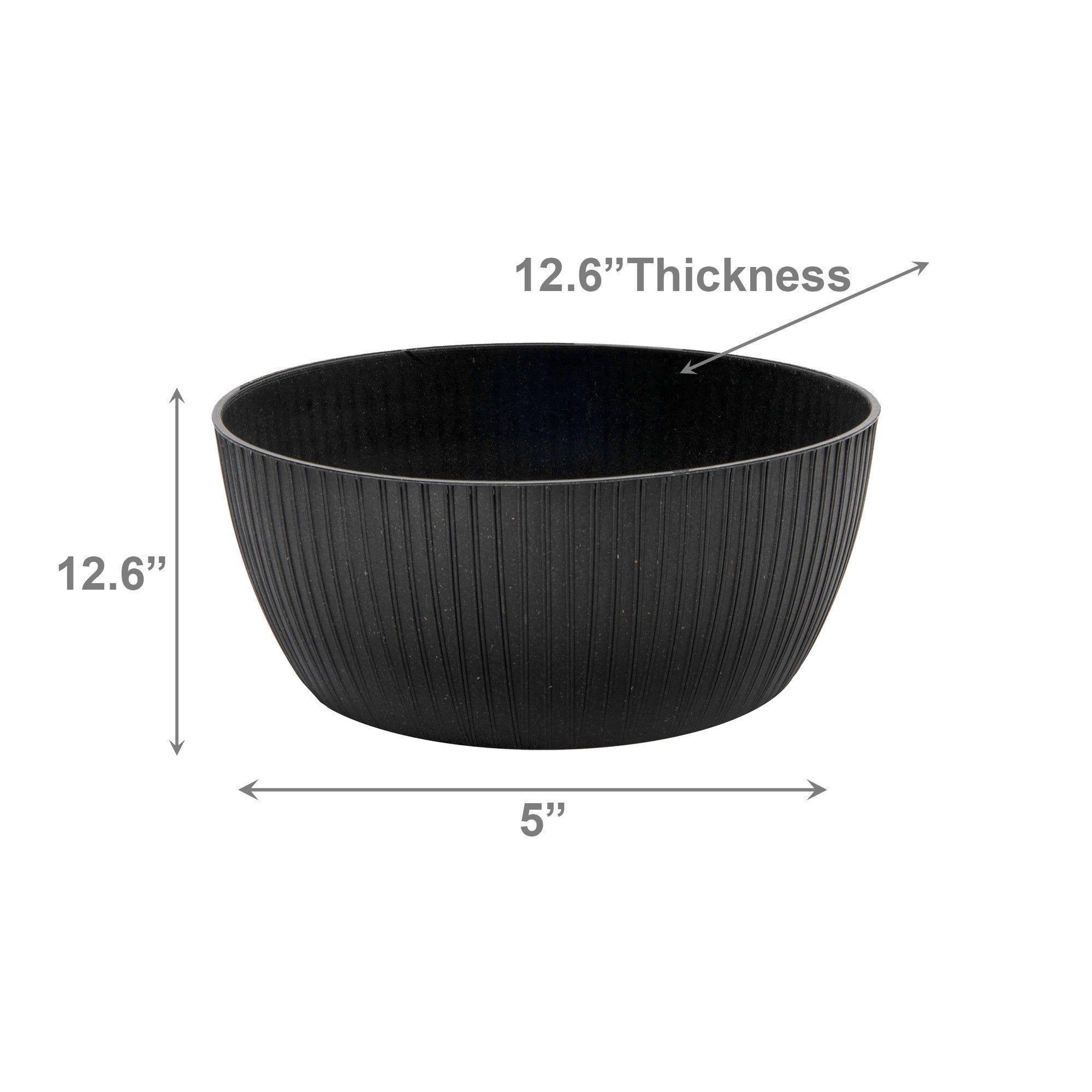 12.6" Eco-Friendly Charcoal Lucca Round Planter - Set of 2