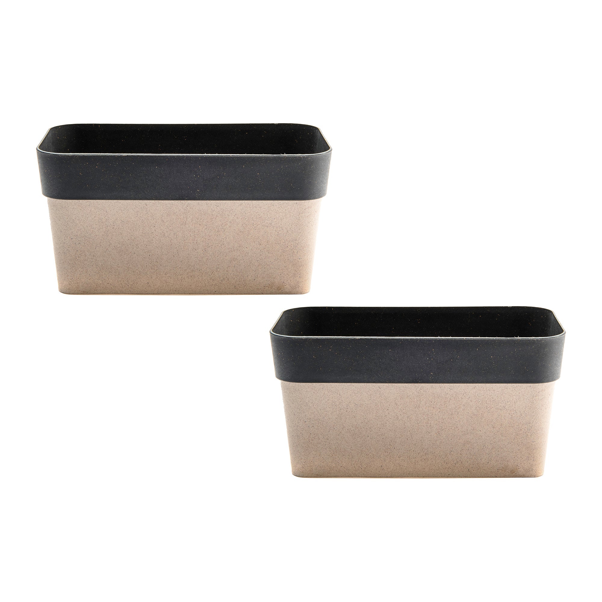11" Eco-Friendly Charcoal Verbania Rectangular Planter - Set of 2