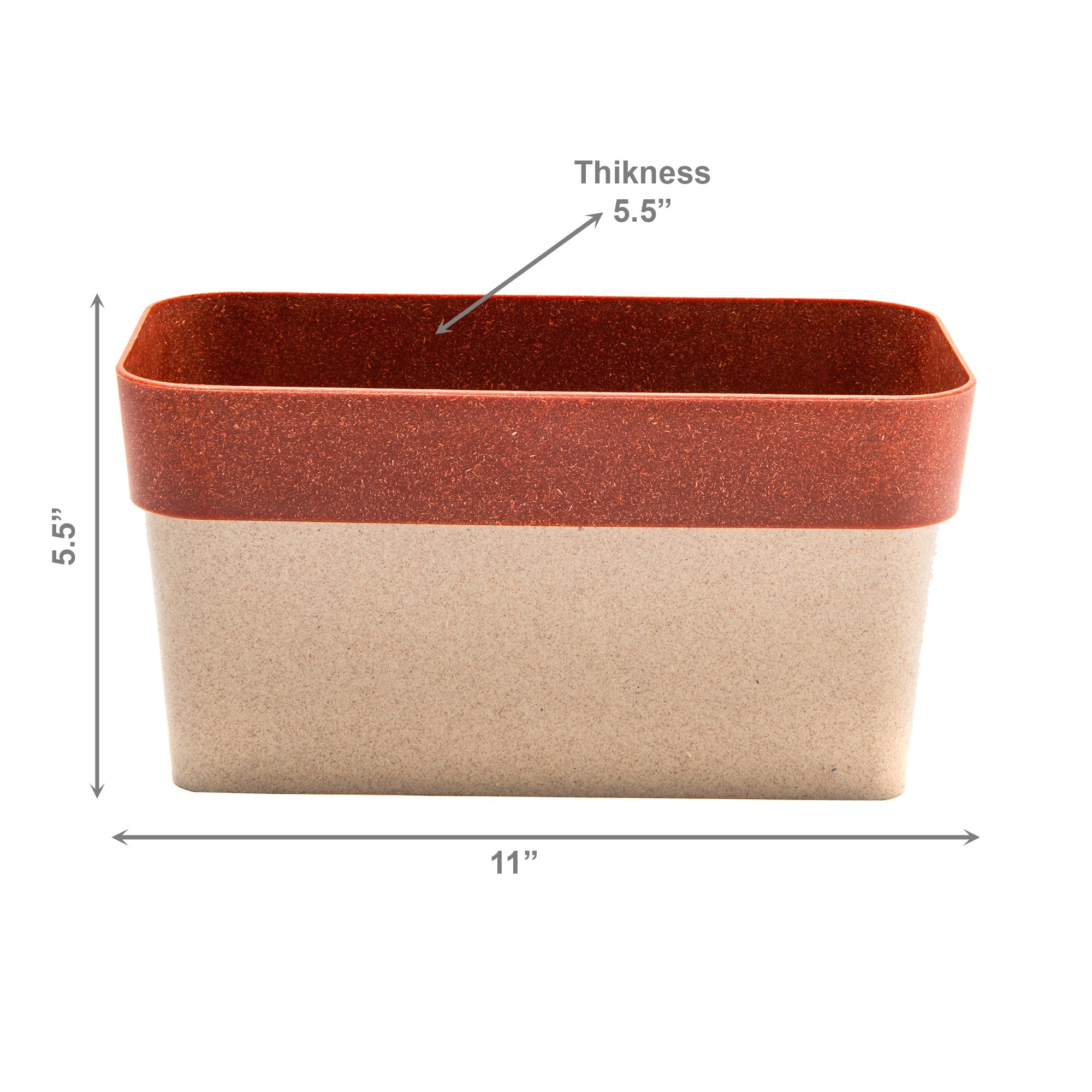 11" Eco-Friendly Cayenne Verbania Rectangular Planter - Set of 2