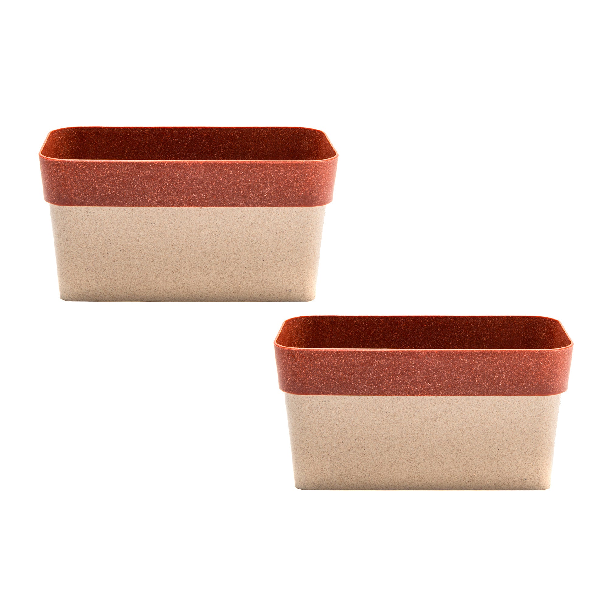 11" Eco-Friendly Cayenne Verbania Rectangular Planter - Set of 2