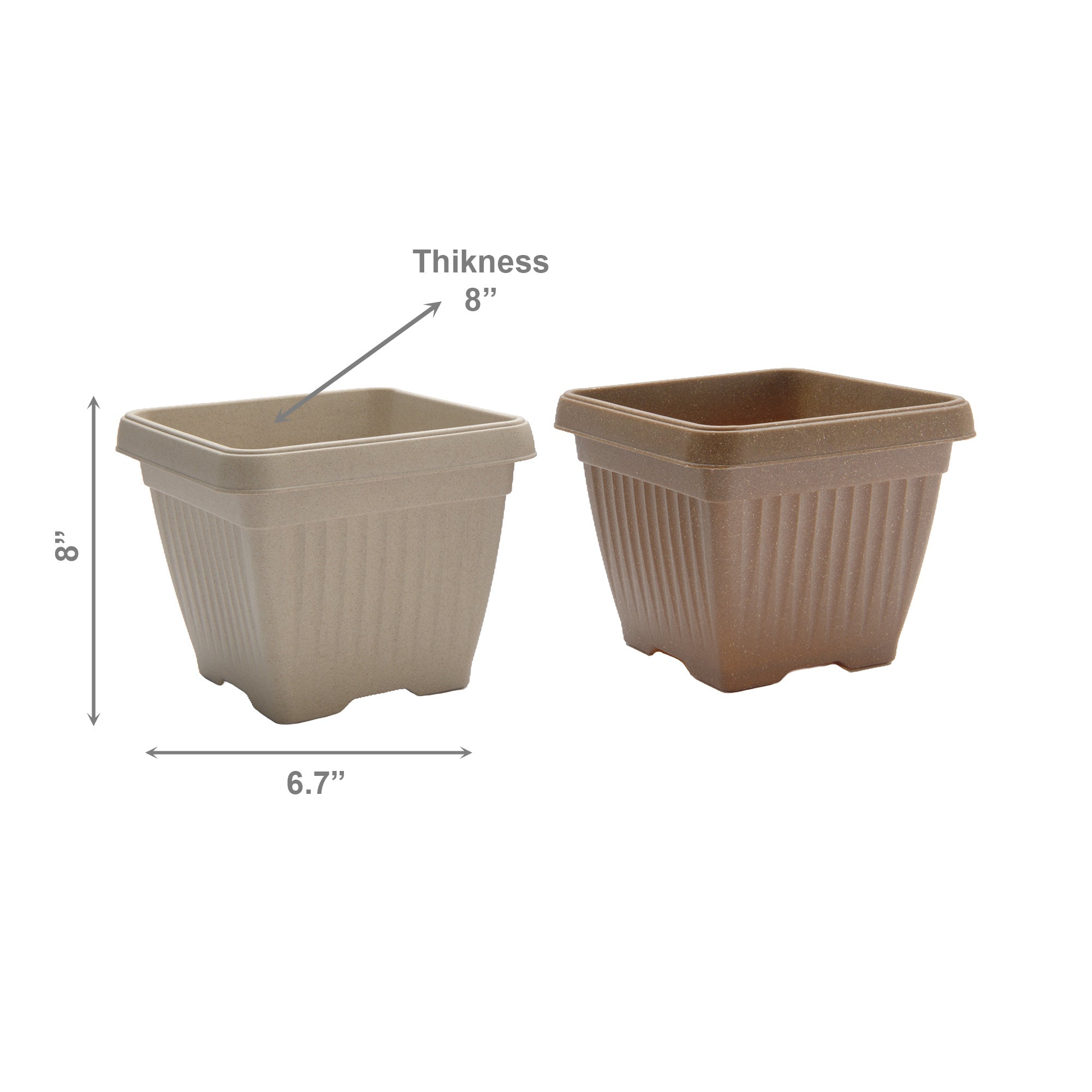 8" Assorted Eco-Friendly Pienza Square Planter - Set of 2