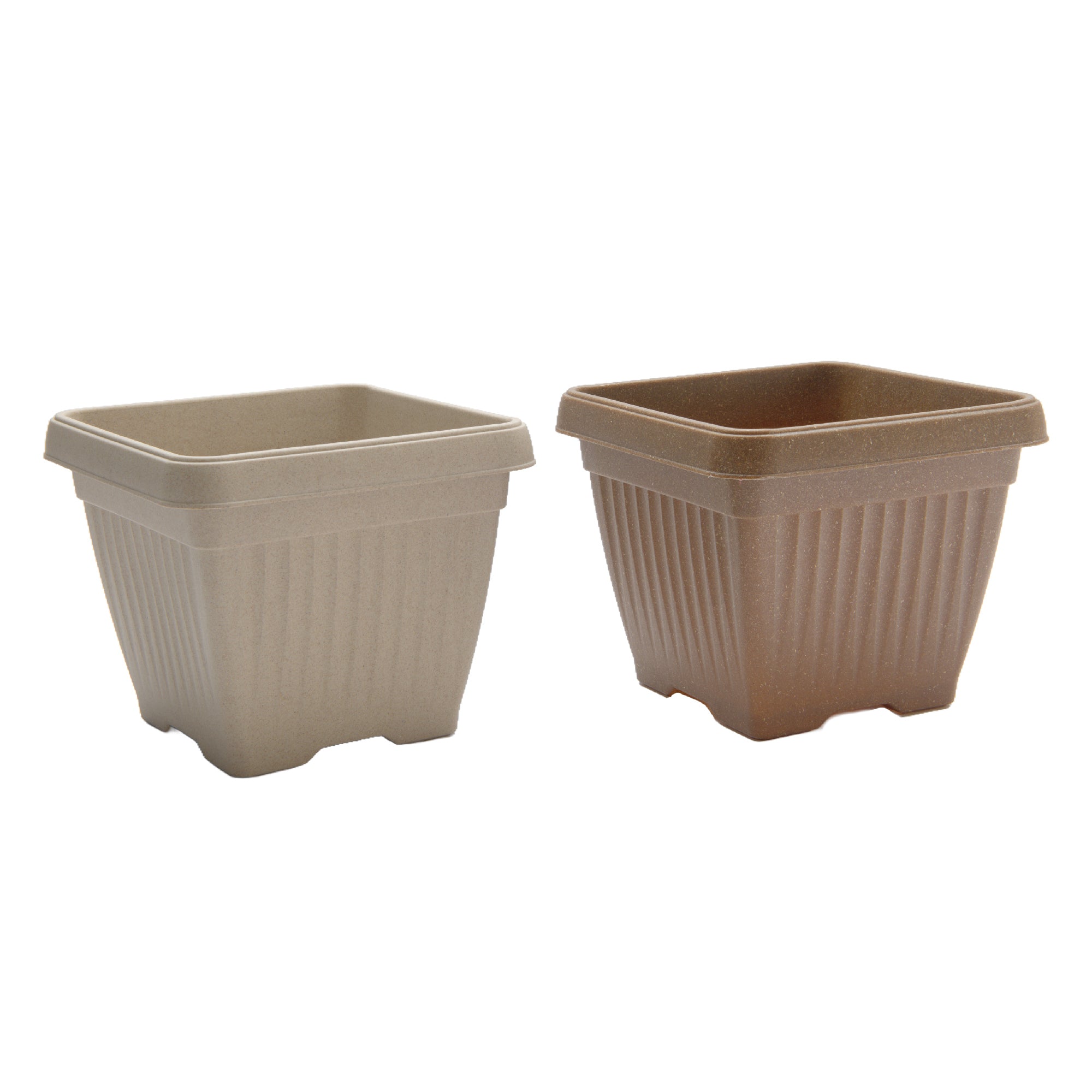 8" Assorted Eco-Friendly Pienza Square Planter - Set of 2