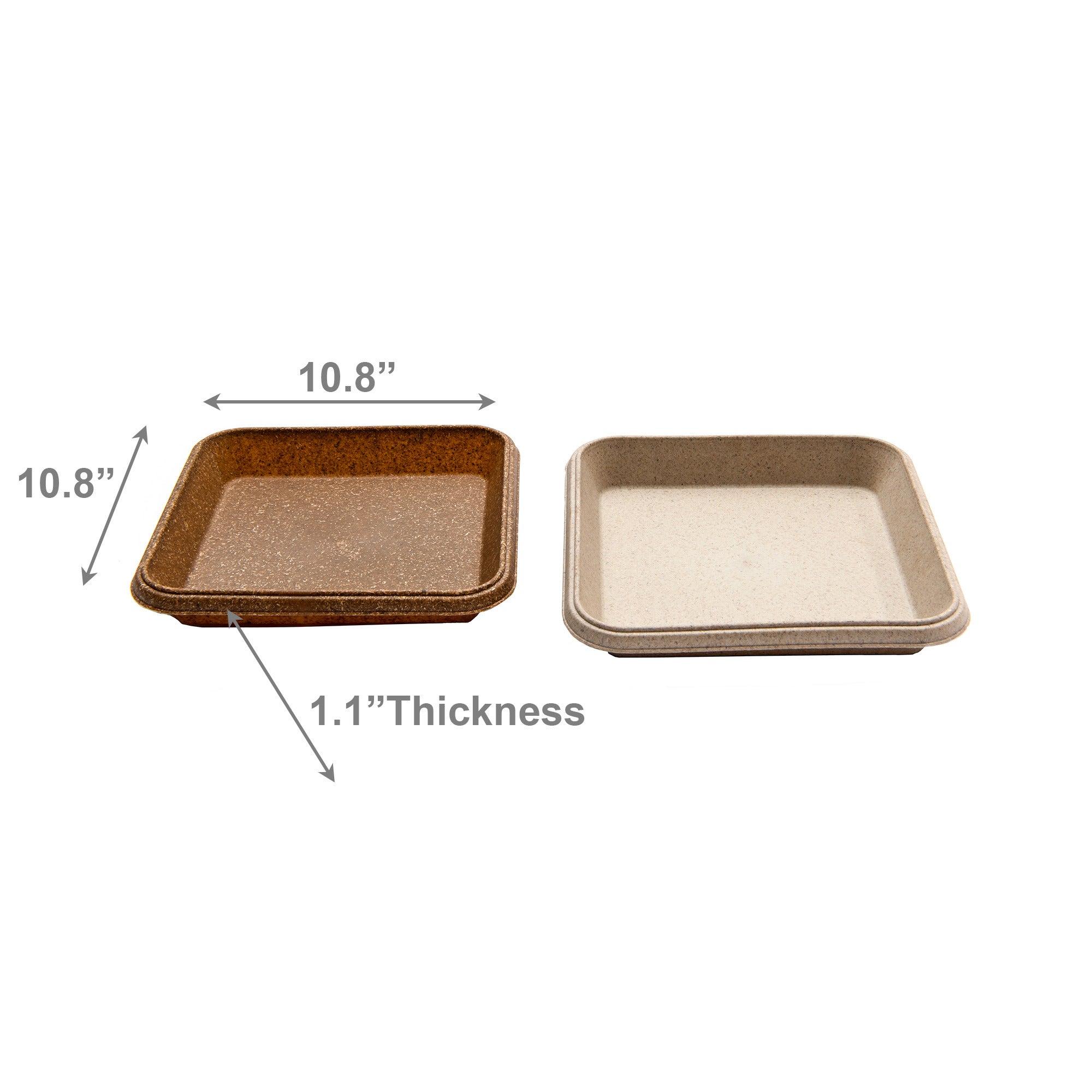 11" Assorted Eco-Friendly Siena Square Shallow Tray - Set of 4