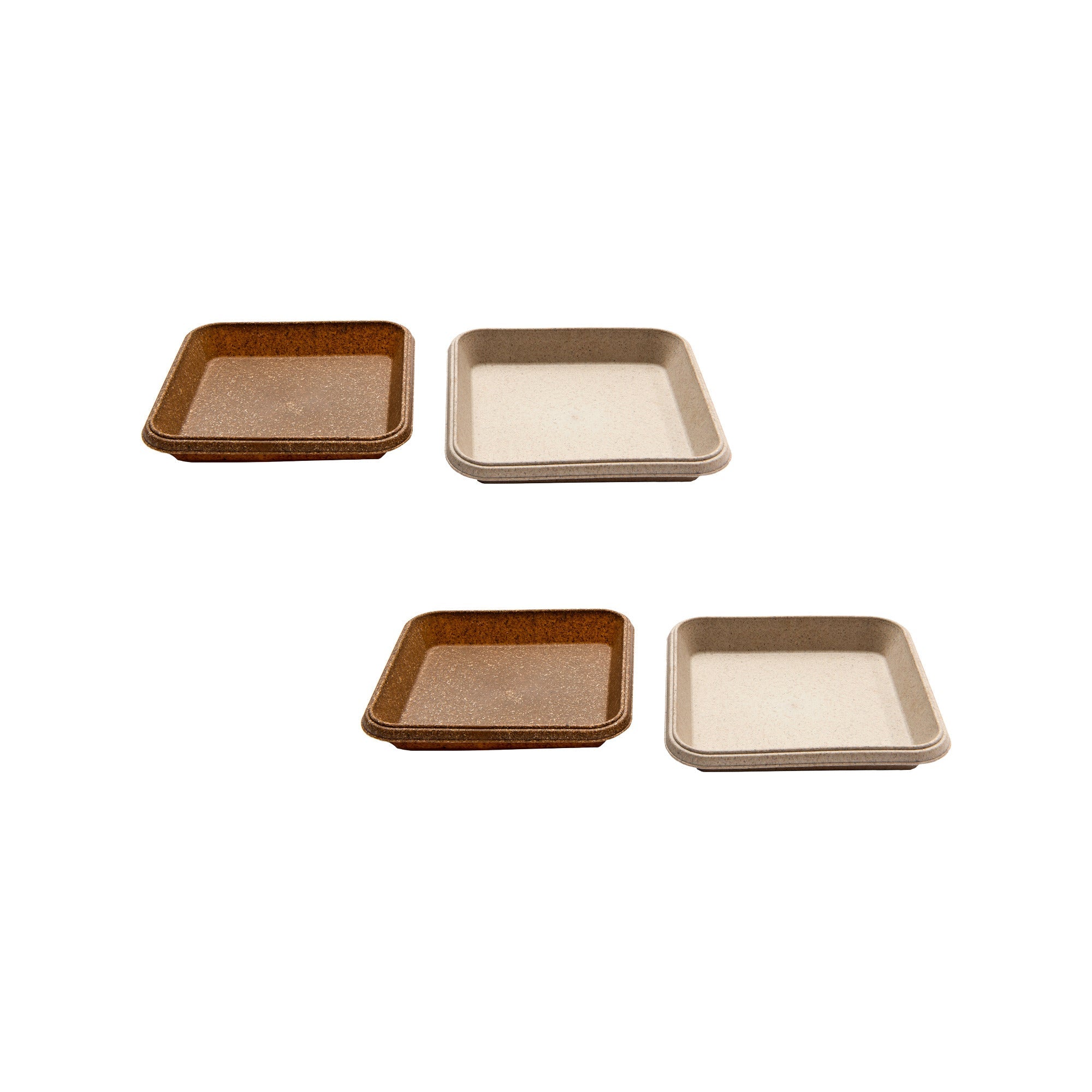 11" Assorted Eco-Friendly Siena Square Shallow Tray - Set of 4