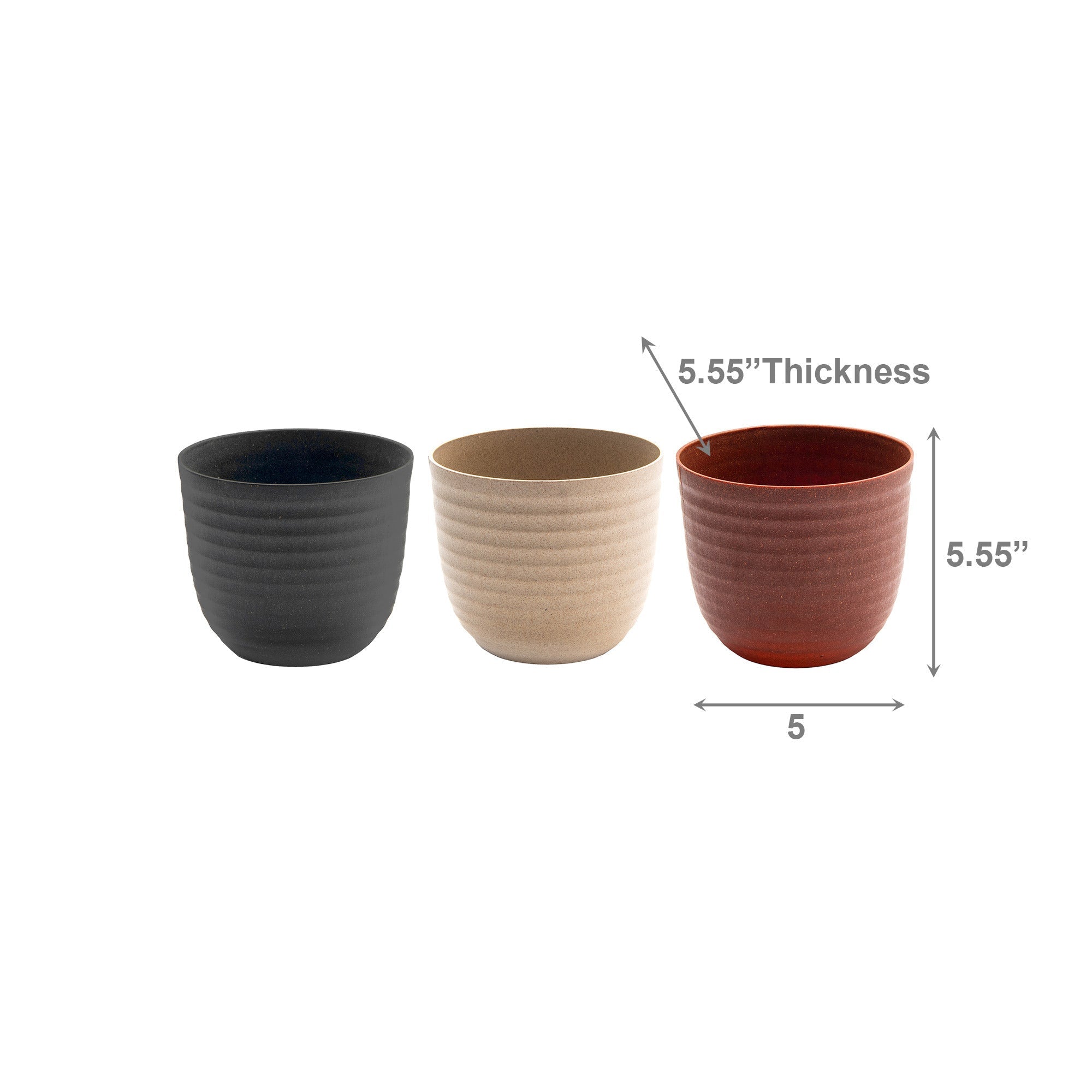 6" Assorted Eco-Friendly Matera Round Planter - Set of 3