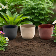 6" Assorted Eco-Friendly Matera Round Planter - Set of 3