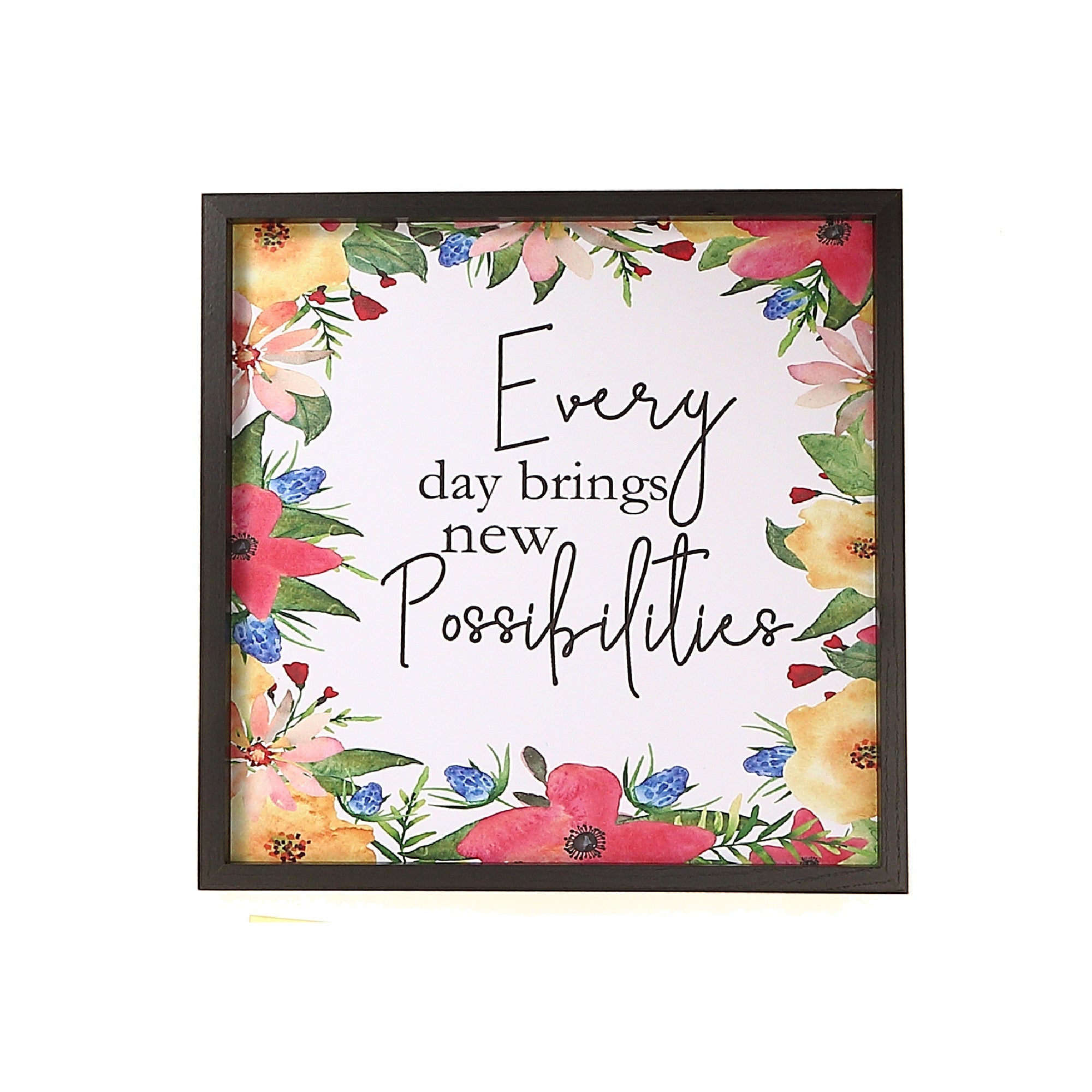Framed Canvas Wall Sign "Everyday Brings New Possibilities", Inspirational Wall Decor, Home Accent