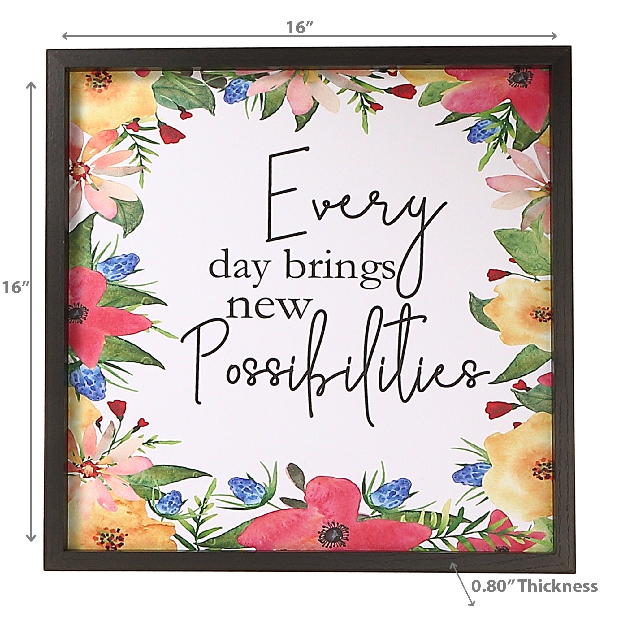 Framed Canvas Wall Sign "Everyday Brings New Possibilities", Inspirational Wall Decor, Home Accent