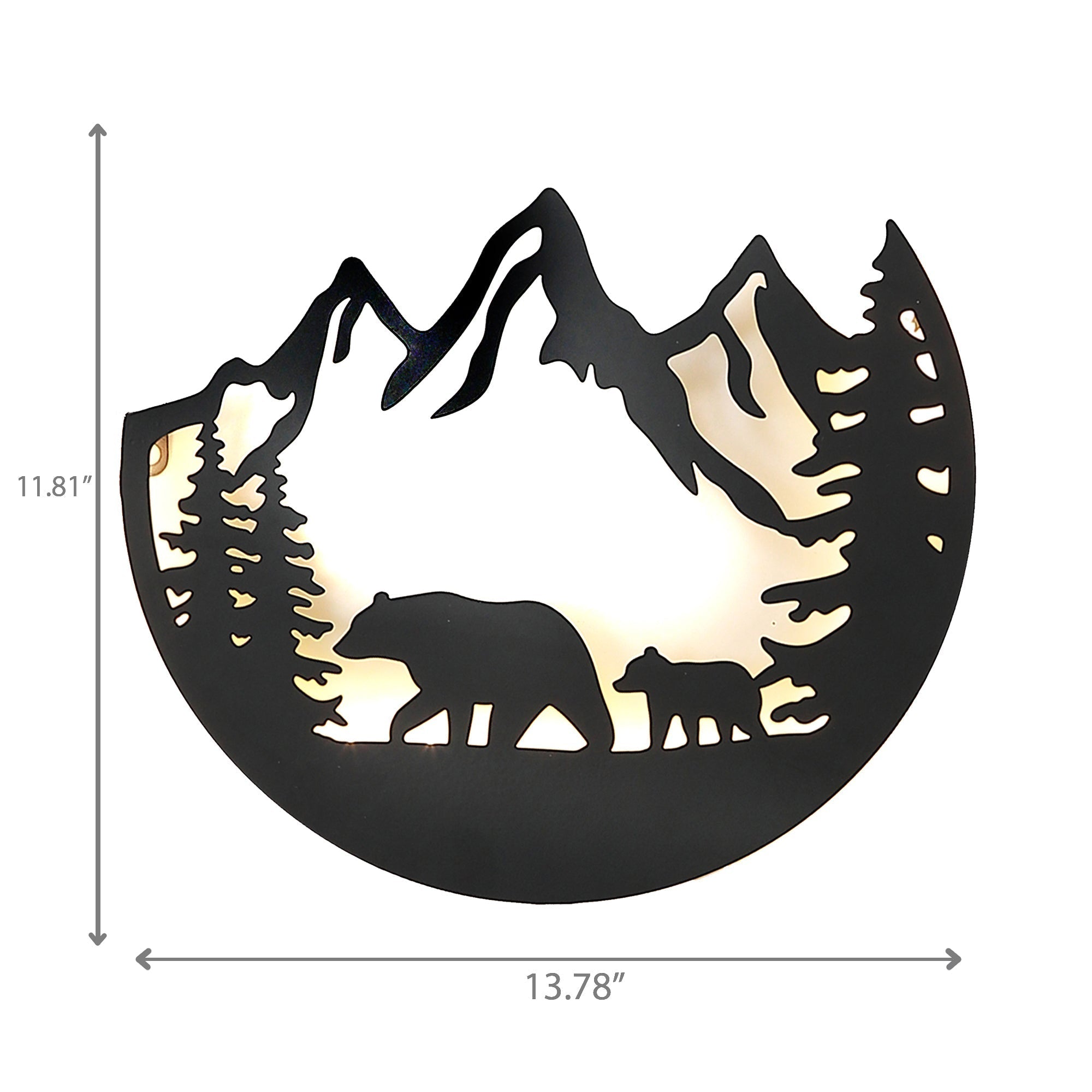 Led Metal Laser Cut Scenic Forest Bear, Led Metal Forest Bear Wall Decor, Laser Cut Illuminated Art