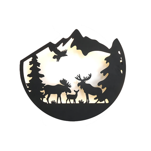 Led Metal Laser Cut Scenic Forest Moose