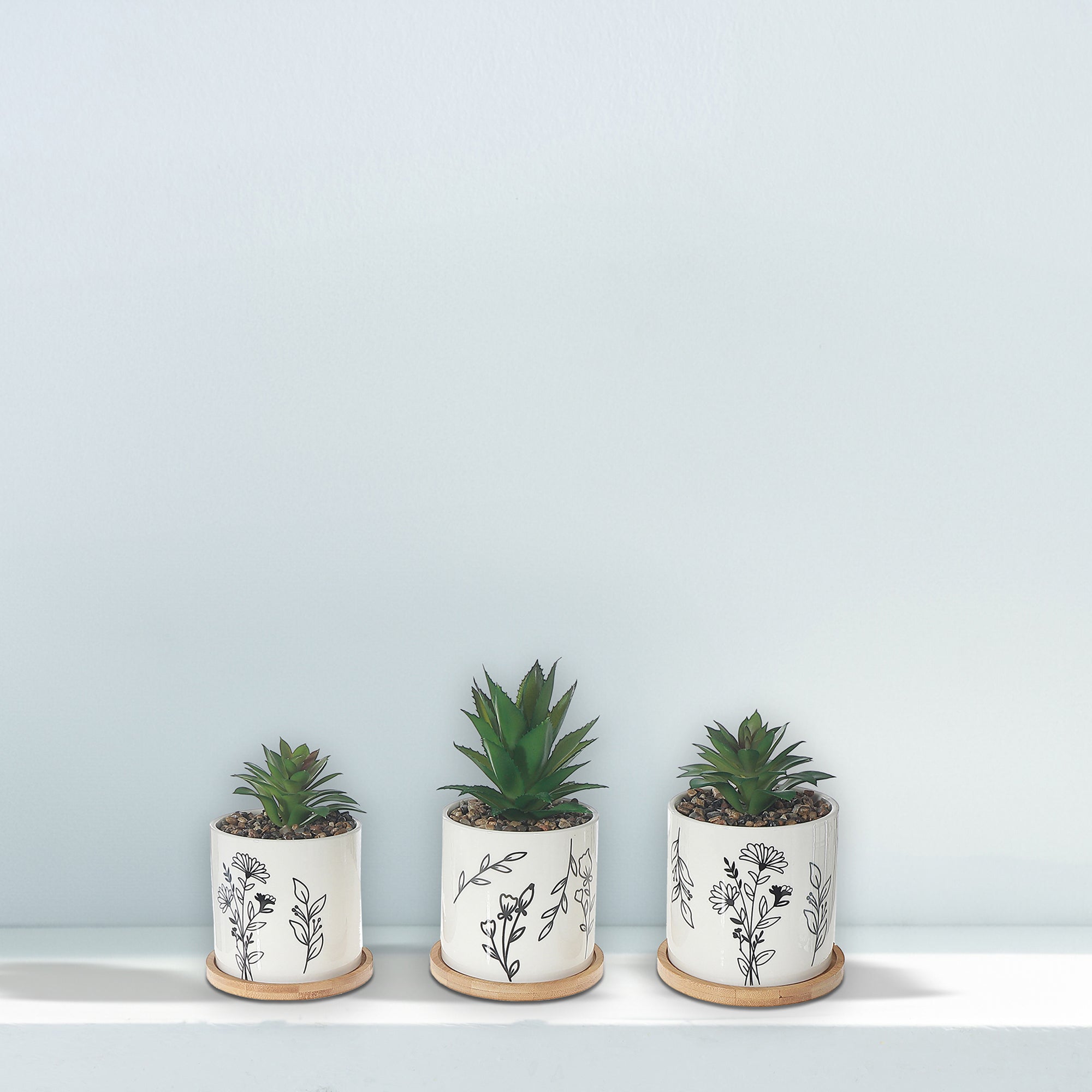 Artificial Succulent In Ceramic Pot Assorted Set Of 2, Artificial Succulent Plant Set Of 2, Ceramic Pot Decor