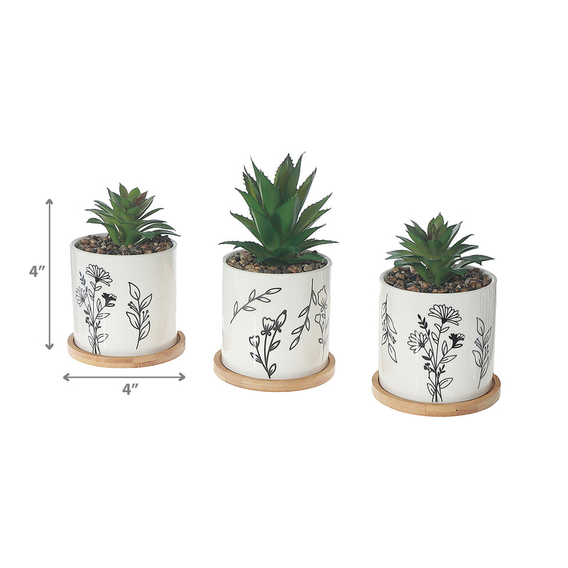Artificial Succulent In Ceramic Pot Assorted - Set of 2
