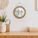 Round Wood & Glass Wall Art With Dried Floral