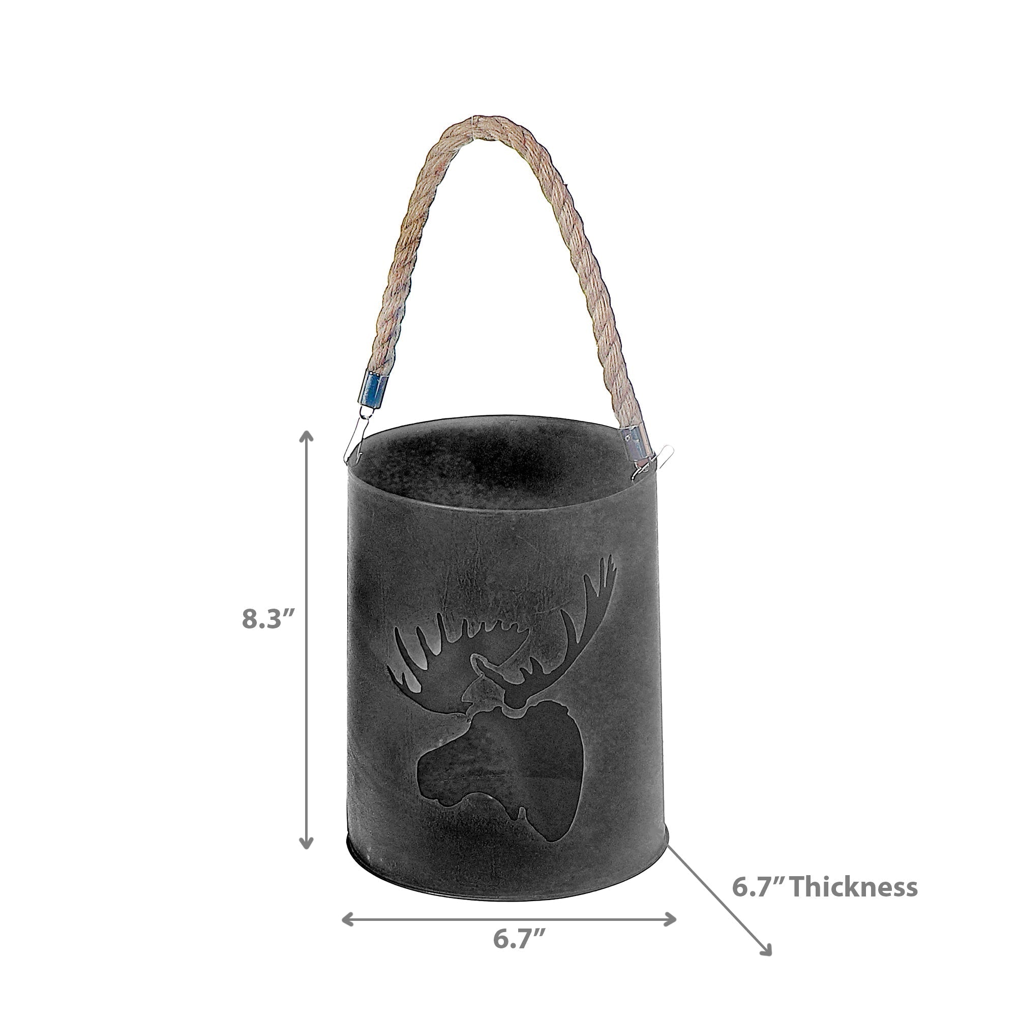 Black Metal Lantern Moose Cutout, Black Metal Lantern With Moose Cutout, Rustic Cabin Candle Holder