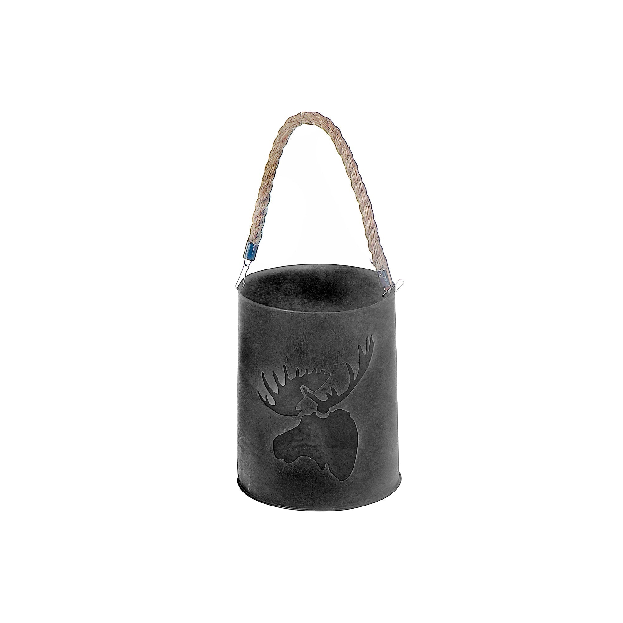 Black Metal Lantern Moose Cutout, Black Metal Lantern With Moose Cutout, Rustic Cabin Candle Holder
