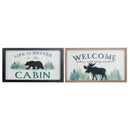 Framed Wooden Wall Art Welcome Moose/Cabin Bear Assorted - Set of 2