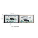 Framed Wooden Wall Art Welcome Moose/Cabin Bear Assorted - Set of 2