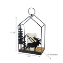 Metal Forest Moose Lantern With Led Candle