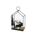Metal Forest Moose Lantern With Led Candle