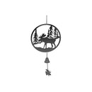 Black Metal Wall Hanging With Bell Moose Forest