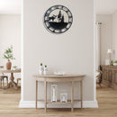 Wood & Metal Clock Moose Forest