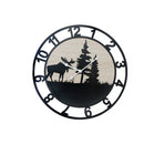Wood & Metal Clock Moose Forest