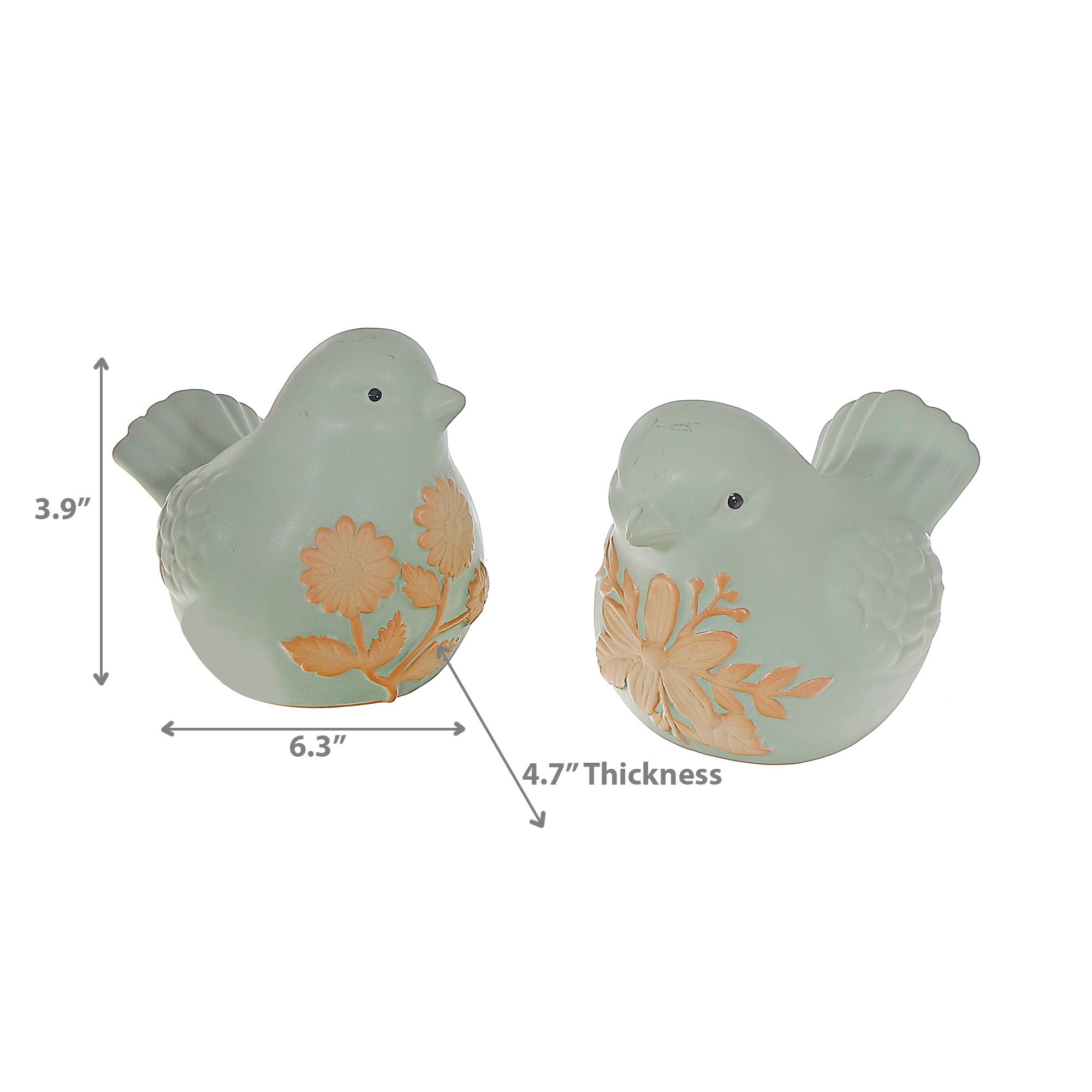 Set of 2 Assorted Decorative Ceramic Bird Figurines, Home Table Accent, Rustic or Farmhouse Decor, Collectible Figurines