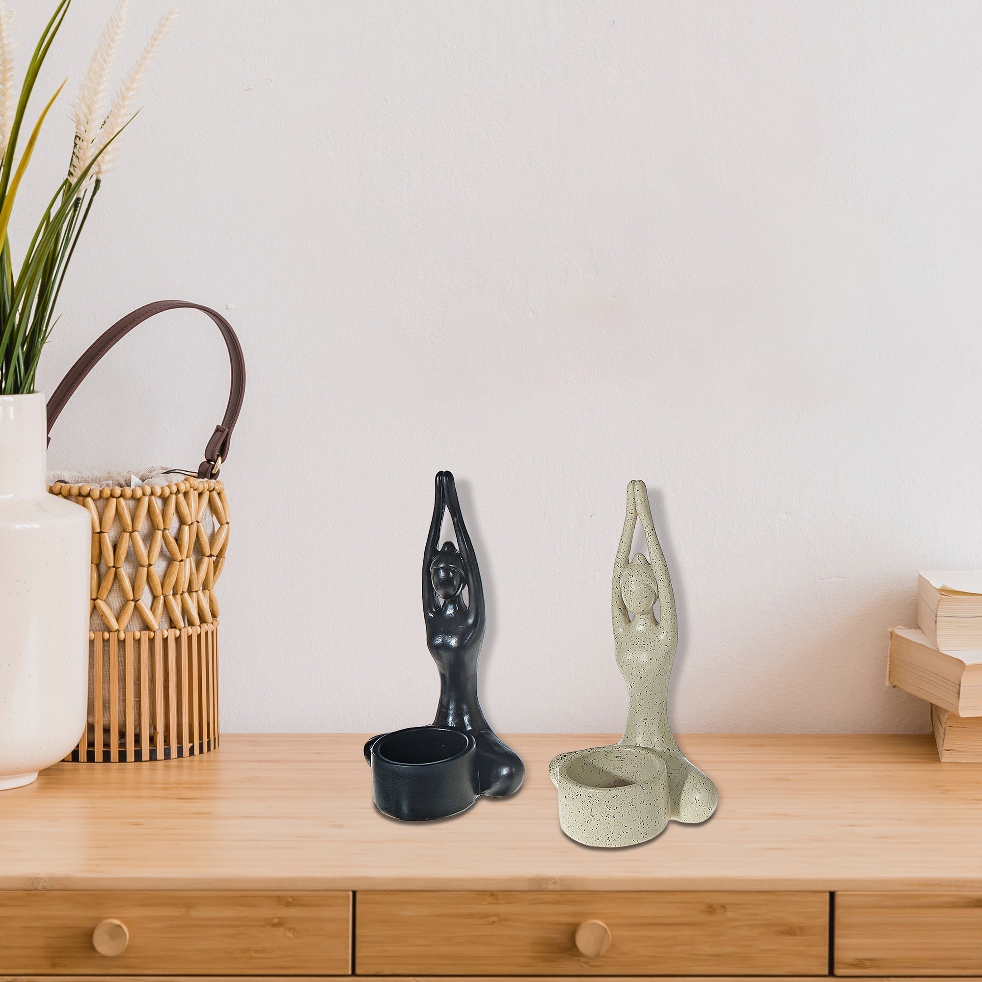 Tealight Holder Yoga Pose Balancing Butterfly Set Of 2, Balancing Butterfly Yoga Tealight Holder Set, Meditation Decor
