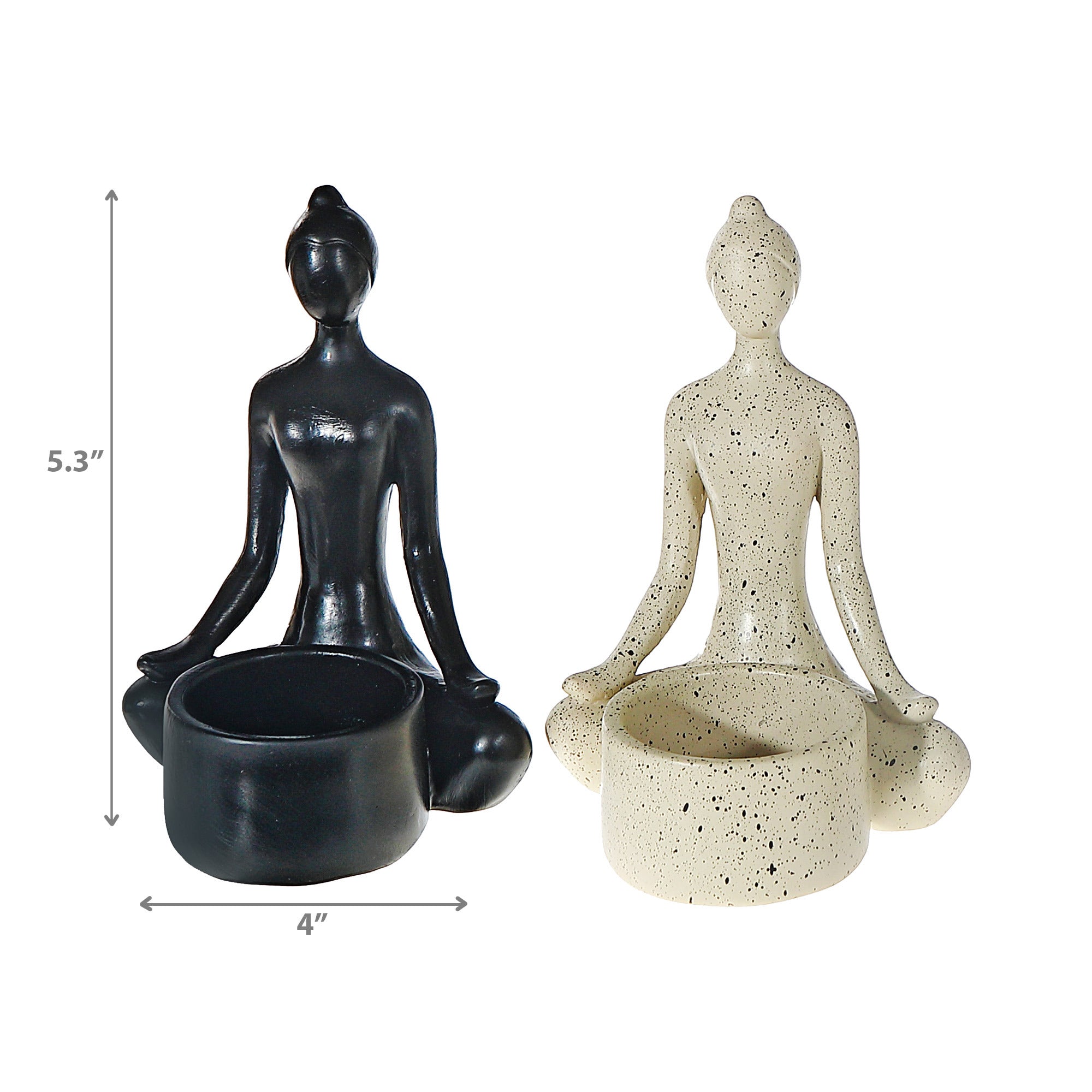 Tealight Holder Yoga Easy Pose Set Of 2, Yoga Easy Pose Tealight Holder Set, Meditation Candle Decor