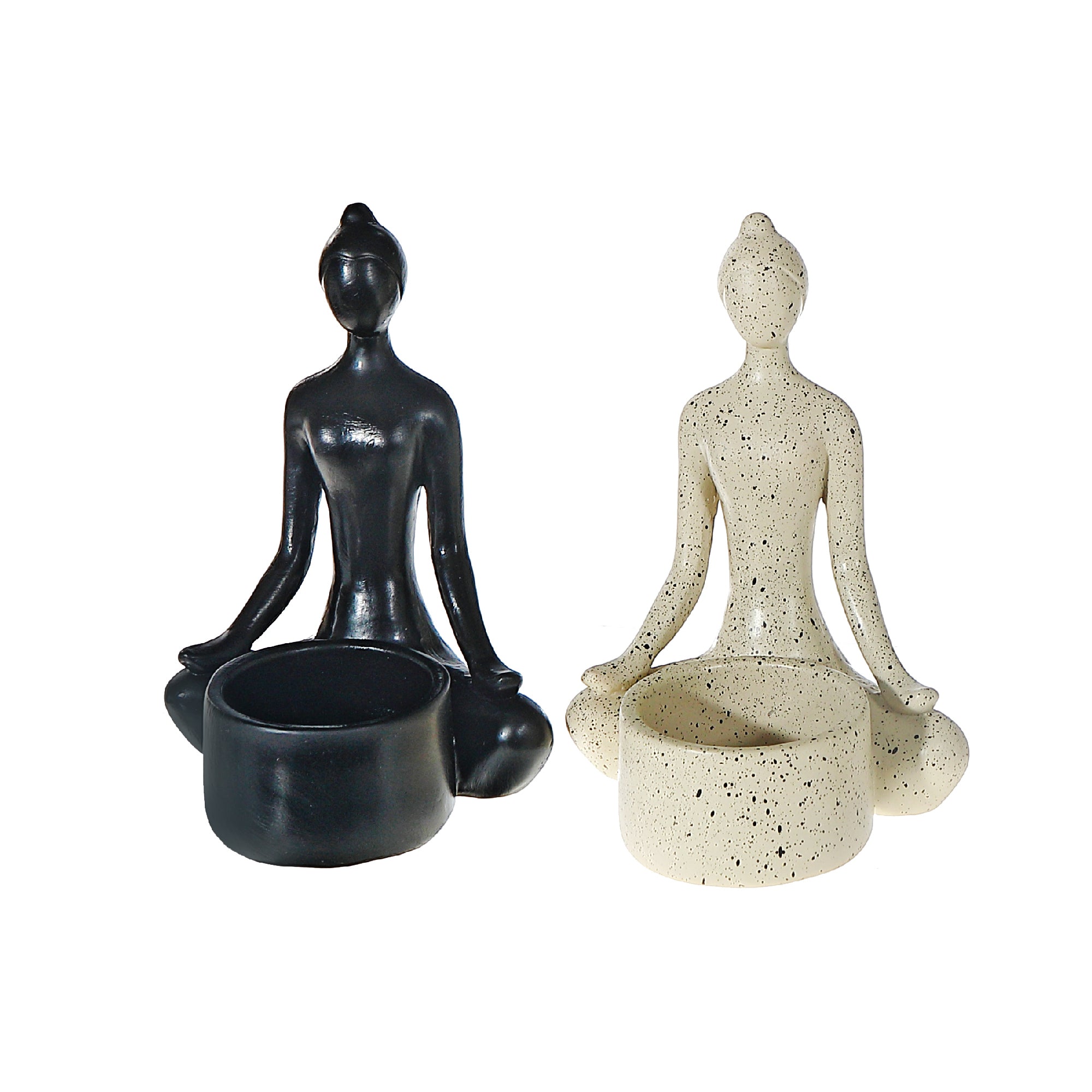 Tealight Holder Yoga Easy Pose Set Of 2, Yoga Easy Pose Tealight Holder Set, Meditation Candle Decor